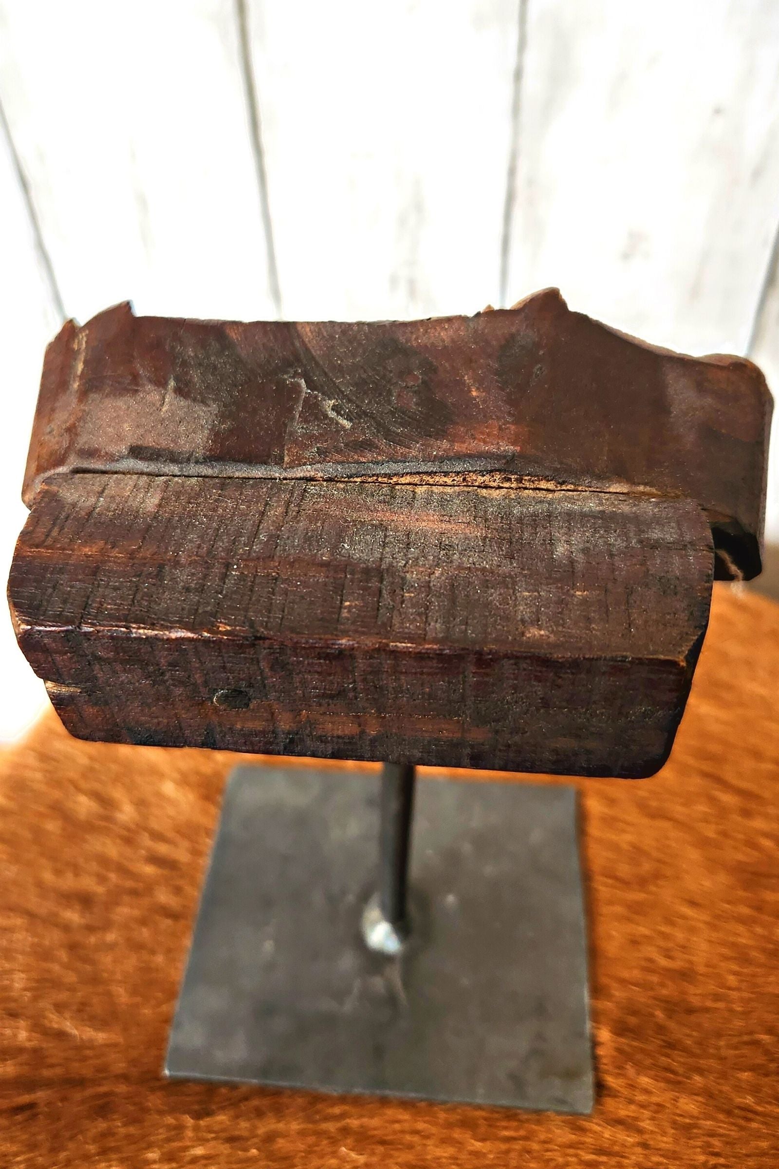 Salvaged Wood Piece on Stand LG