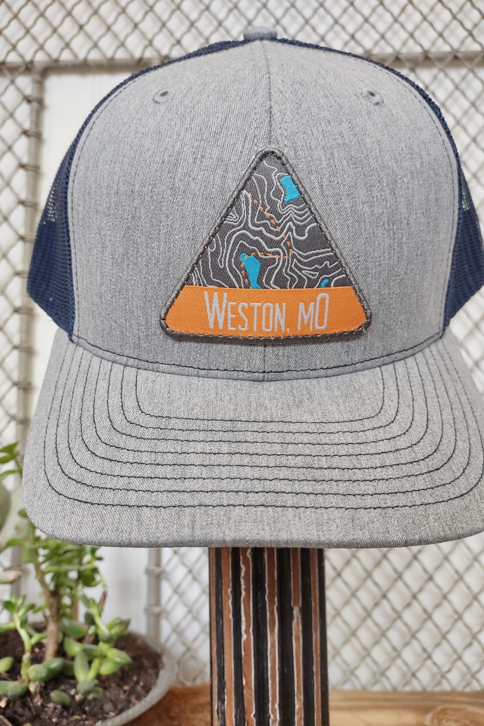 Gray & Navy Weston Map Patch Hat