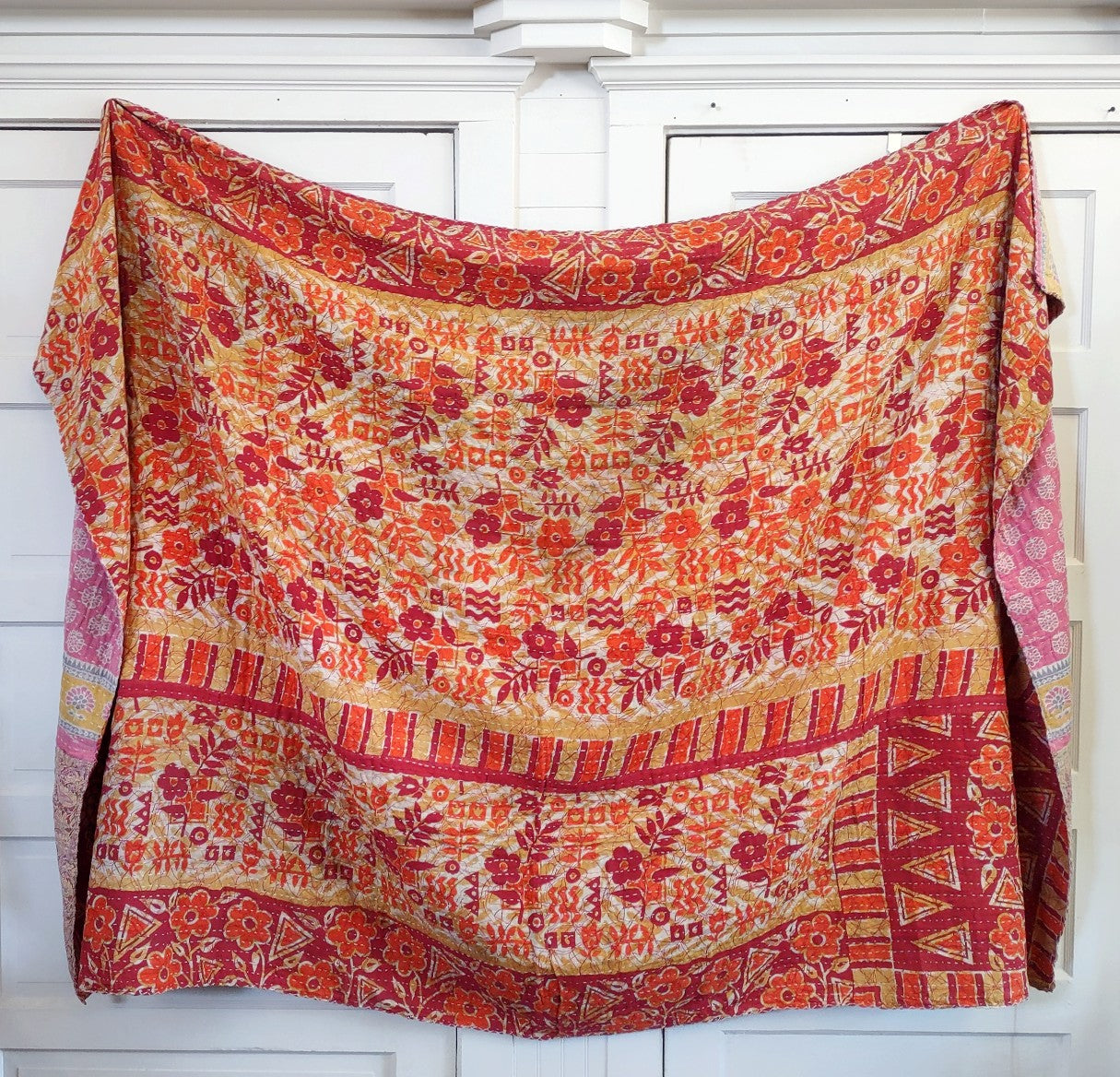 Kantha Sari Throw Blanket #1349
