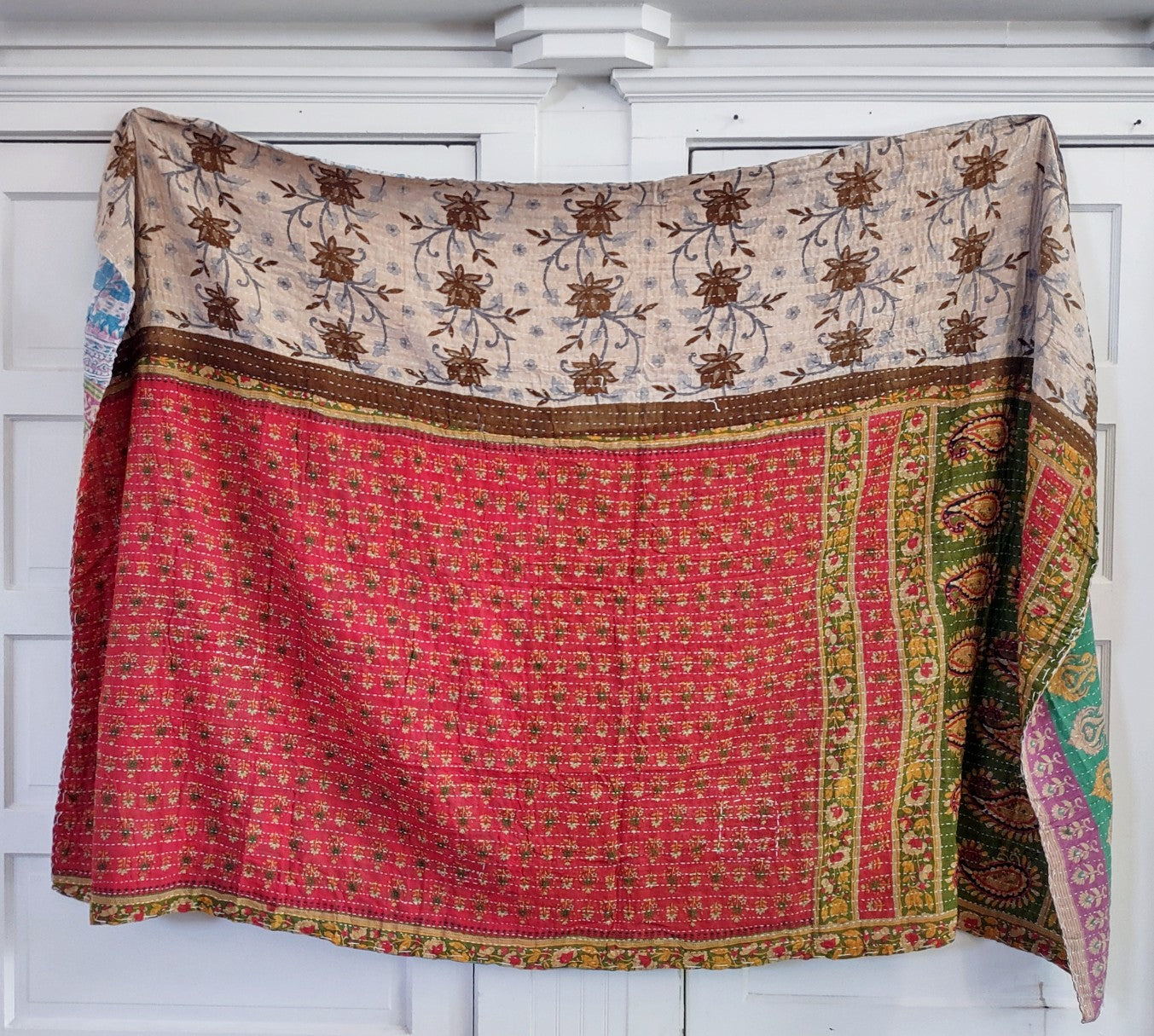 Kantha Sari Throw Blanket #1371