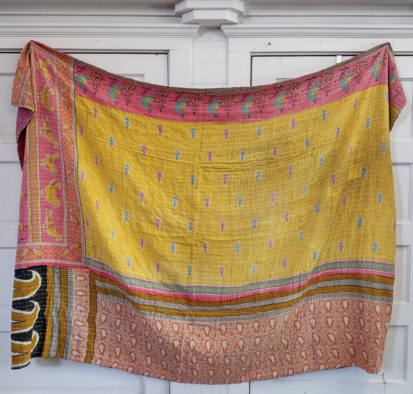 Kantha Sari Throw Blanket #1374