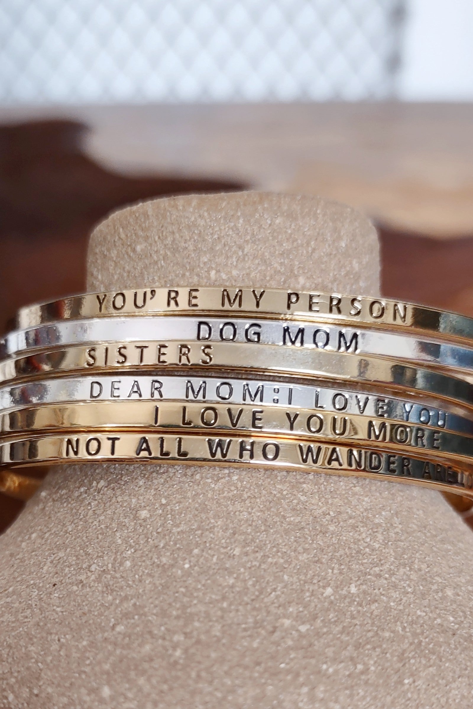 Dog Mom Silver Bangle Bracelet