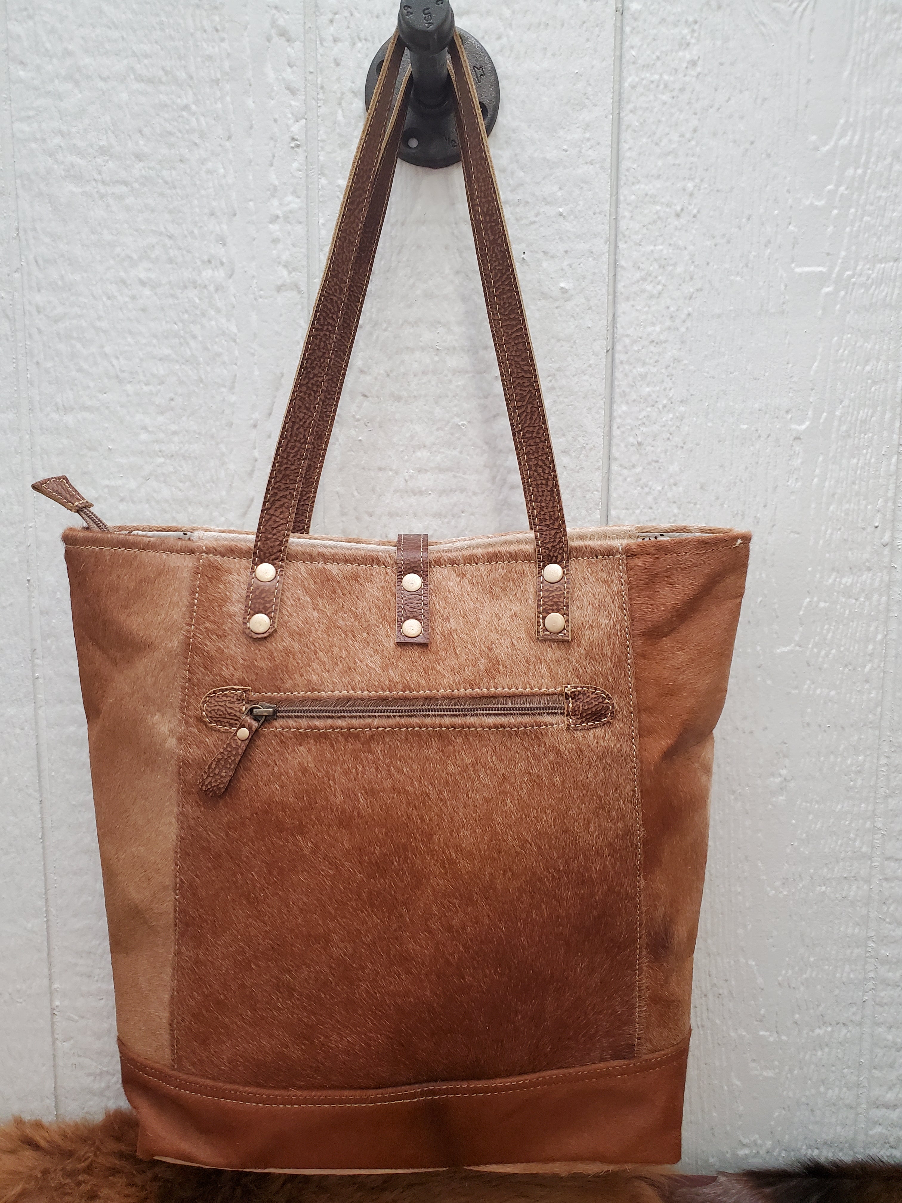 Chestnut Cowhide Tote Bag