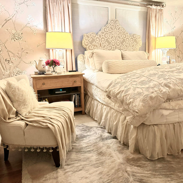 Cowhide in a Classic Elegant Bedroom