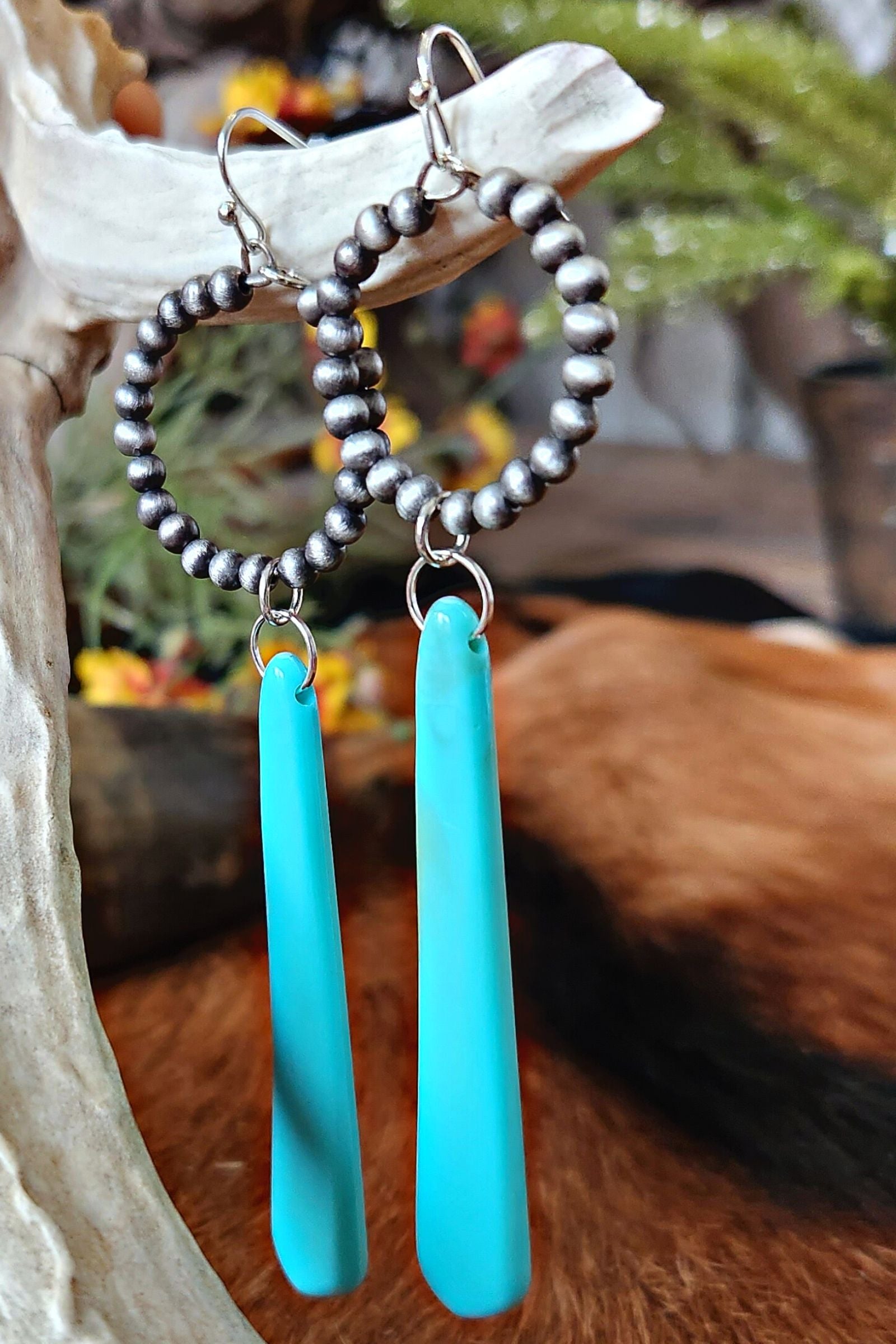 Navajo Pearl Turquoise Drop Earrings
