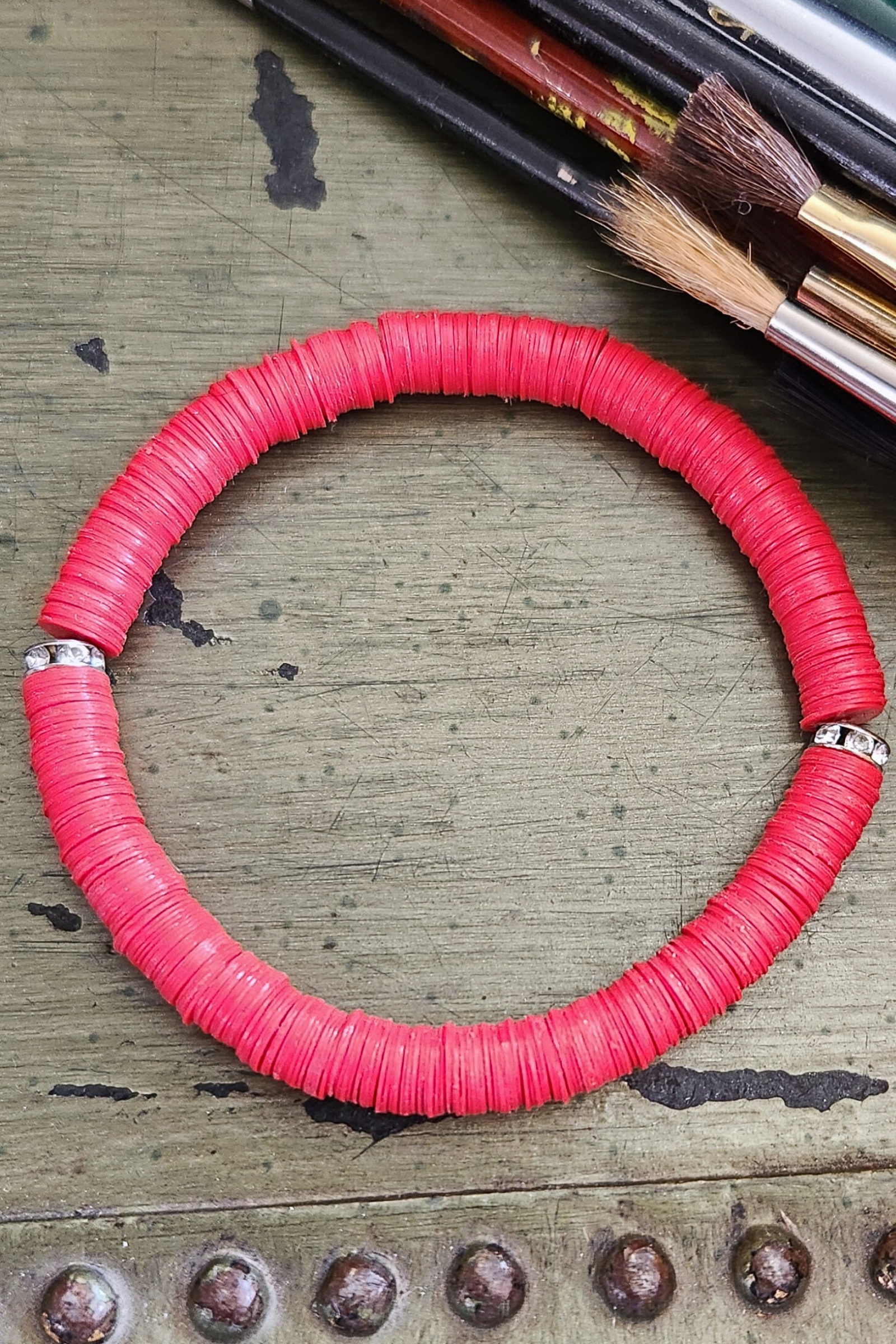 Red Game Day Sequin Stretch Bracelet