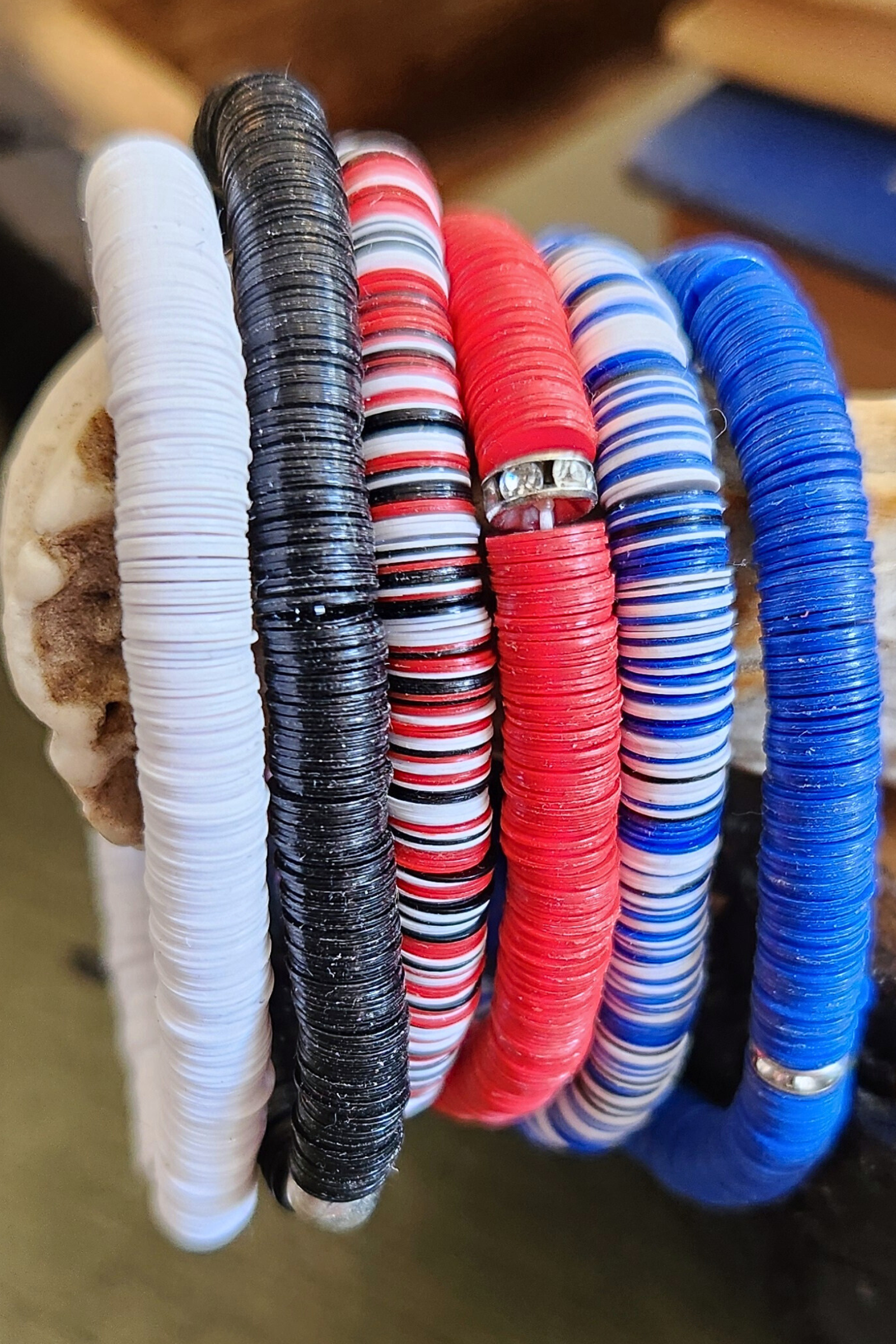 Blue Game Day Sequin Stretch Bracelet