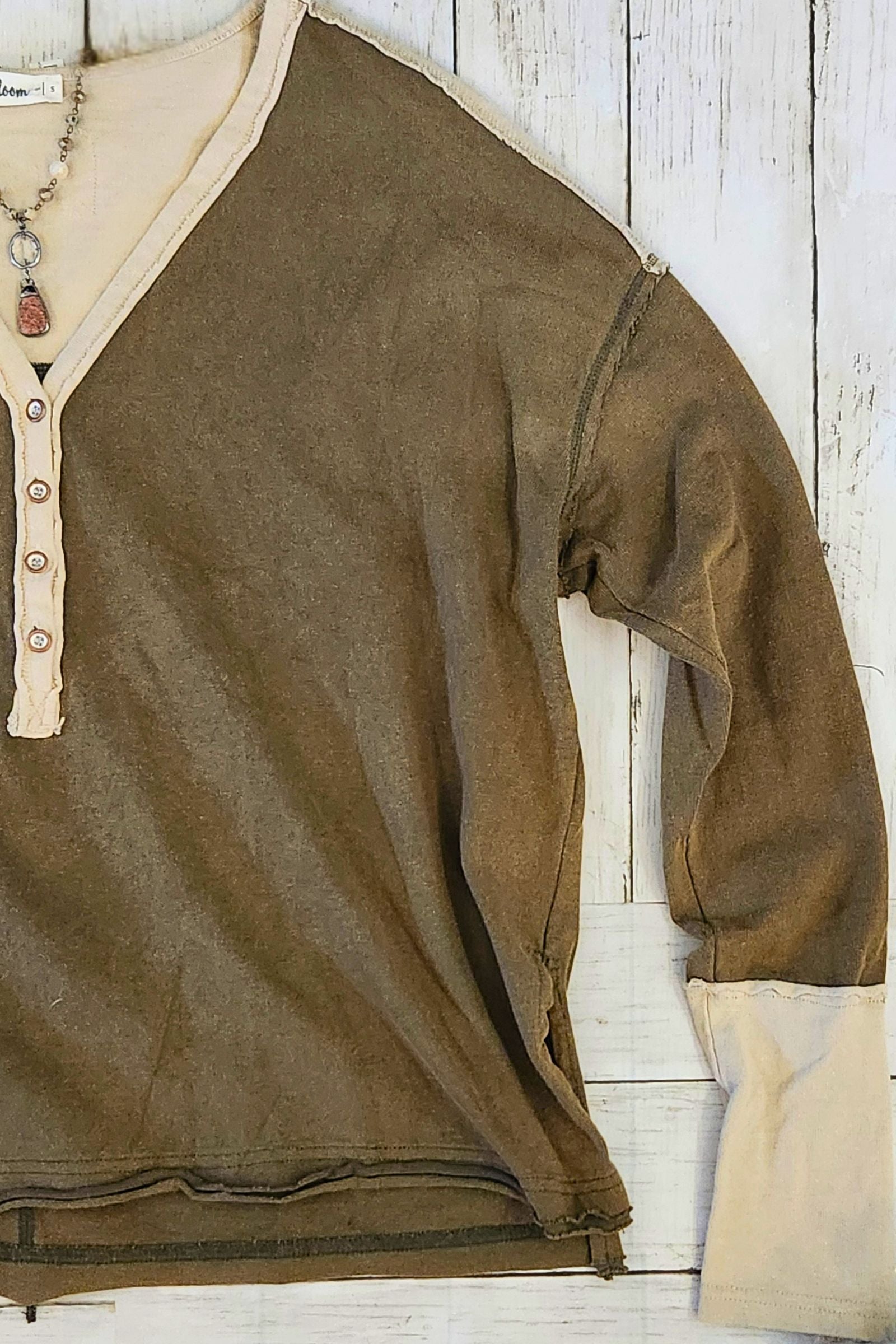 Washed Olive Henley Top