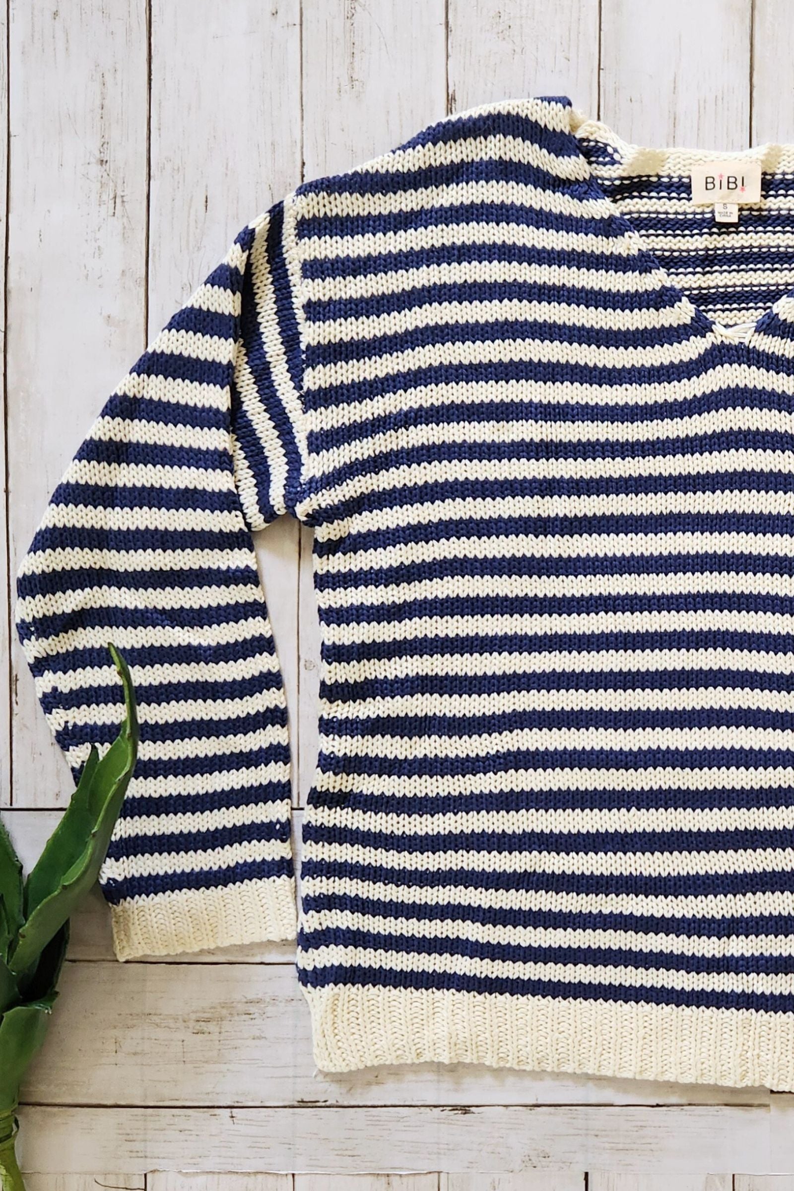 Relaxed Fit Navy Stripe Sweater