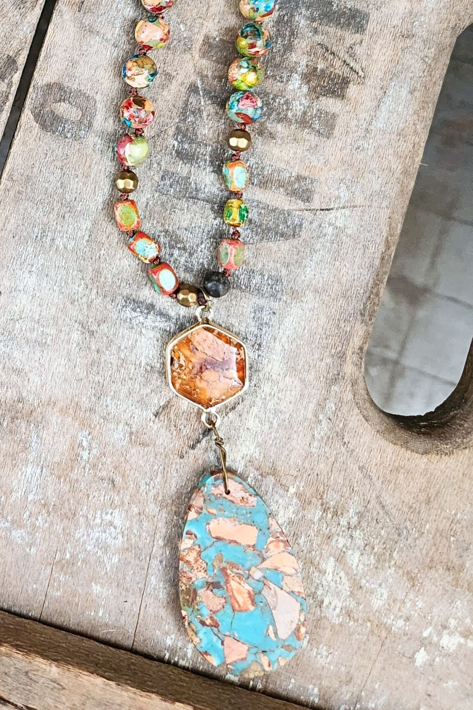 Moab Colorful Stone Pendant Necklace