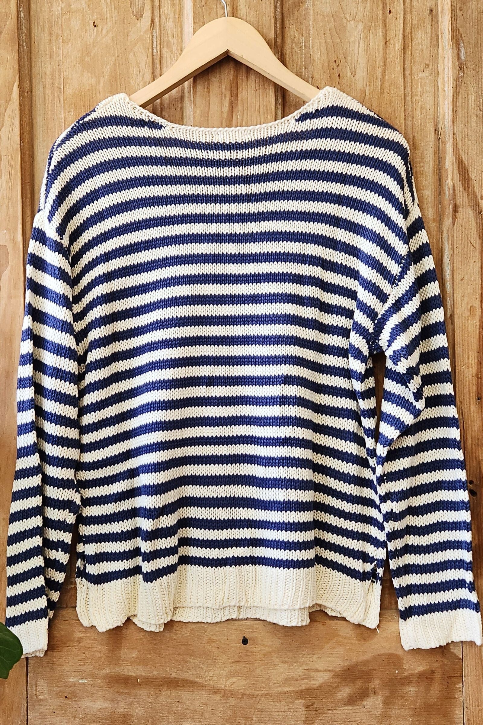 Relaxed Fit Navy Stripe Sweater