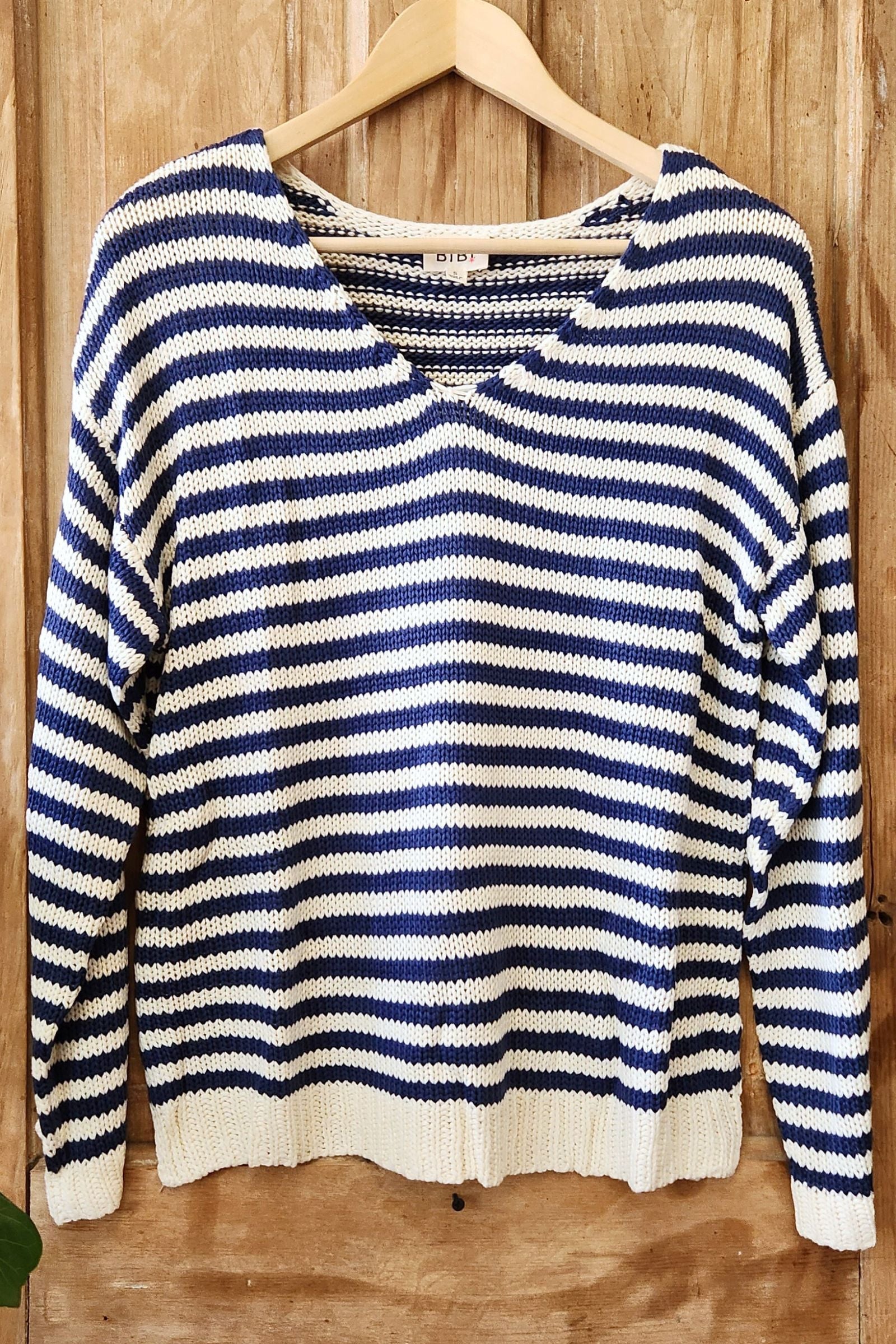 Relaxed Fit Navy Stripe Sweater