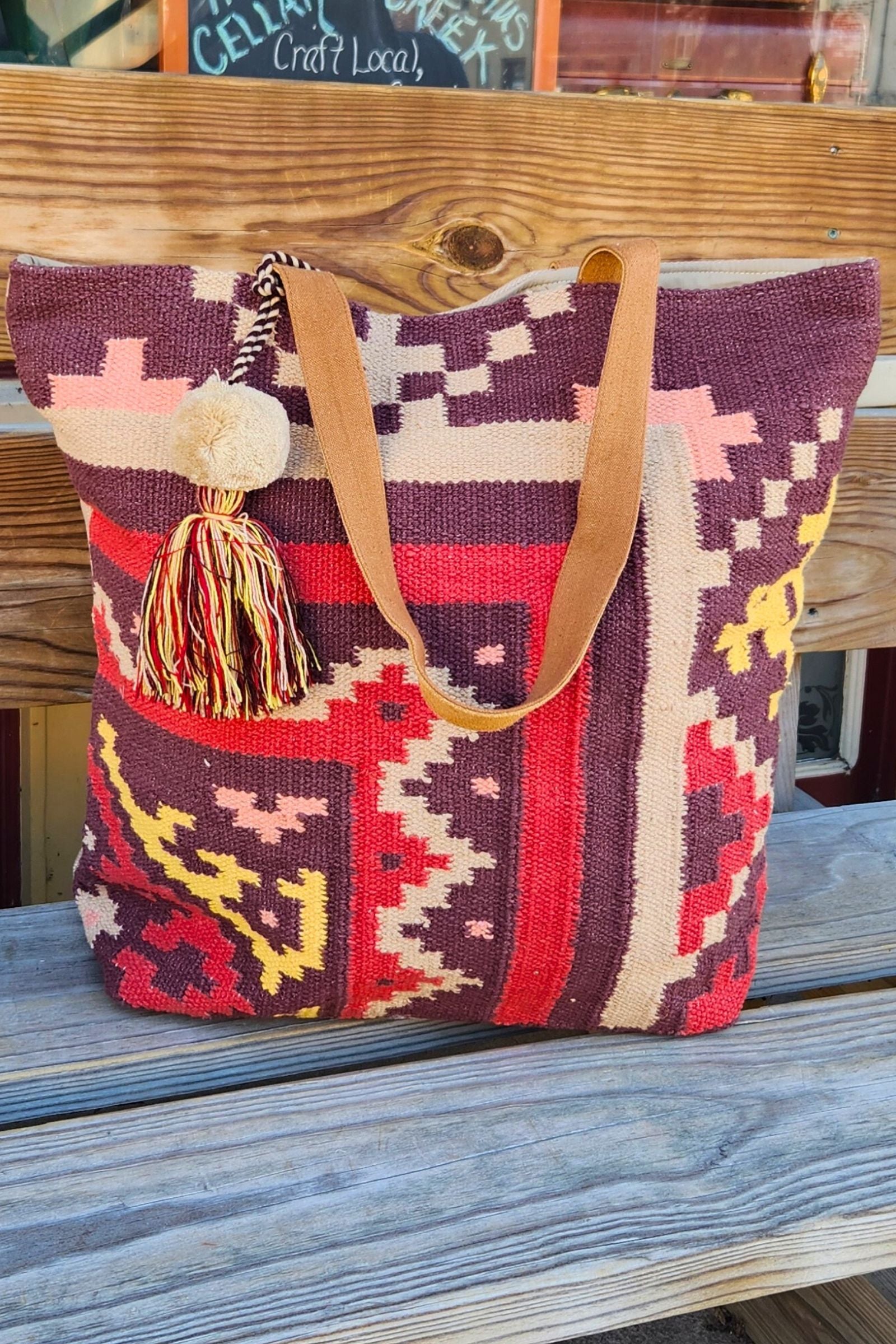 Brown & Red Aztec Tote