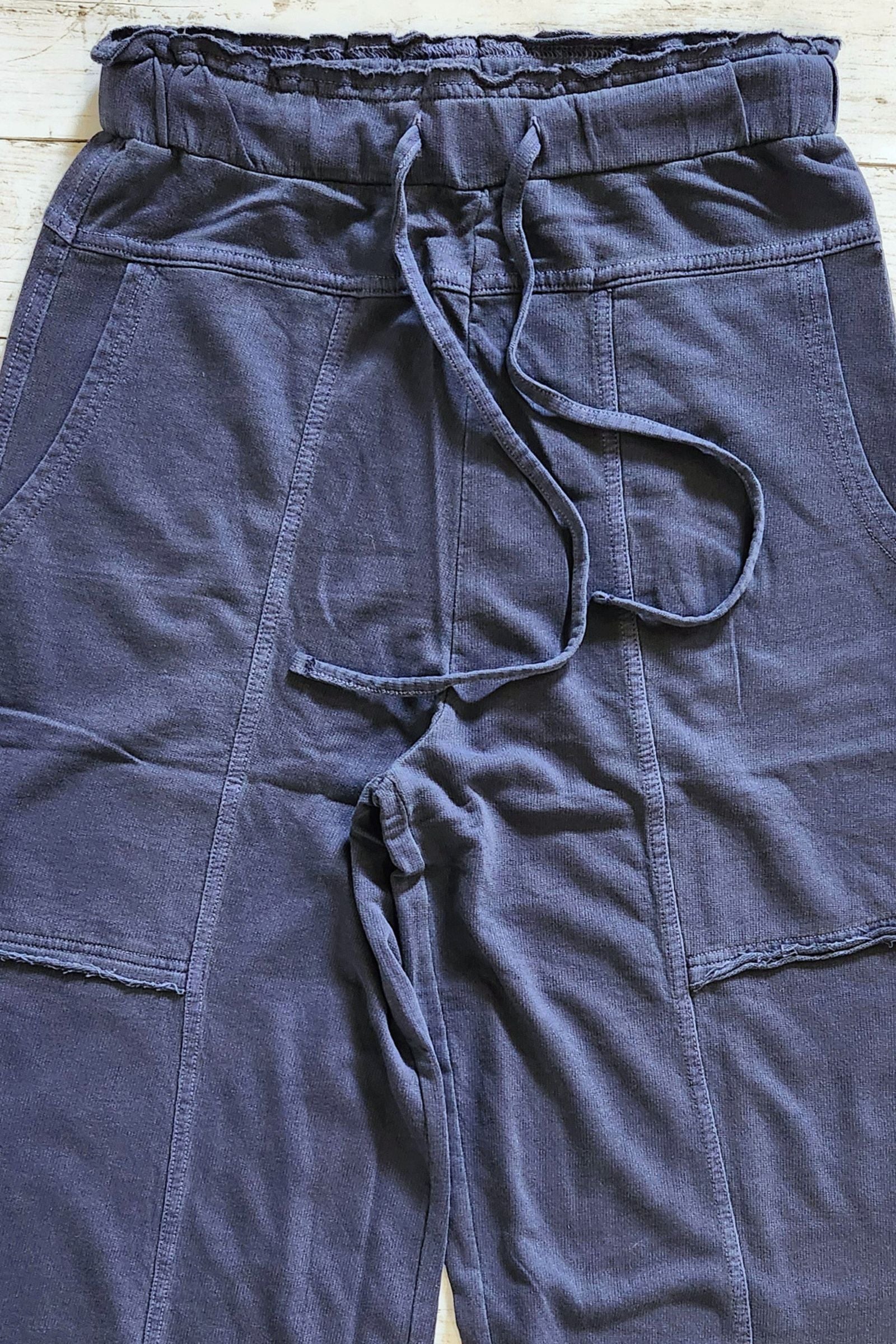 Washed Blackberry French Terry Exposed Seam Pants