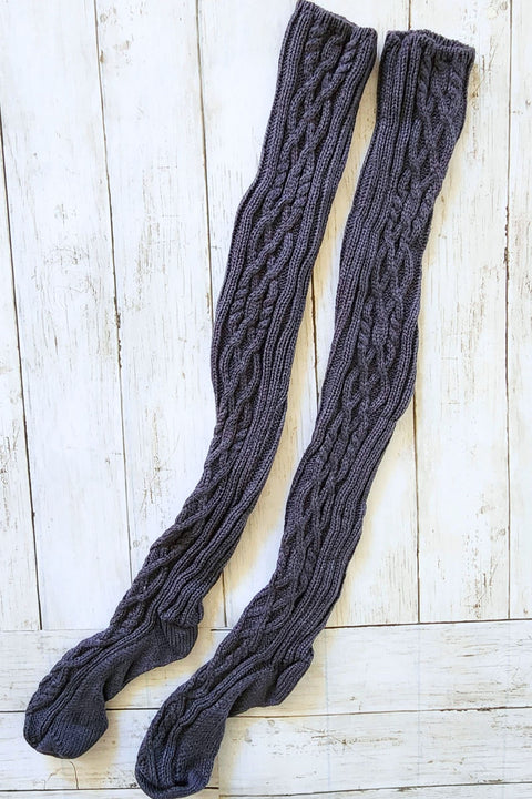 Cable Knit Long Socks