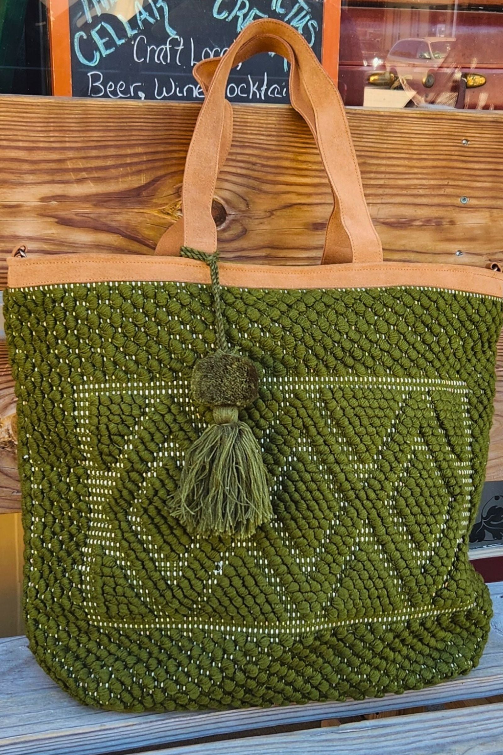 Olive Diamond Tote Bag