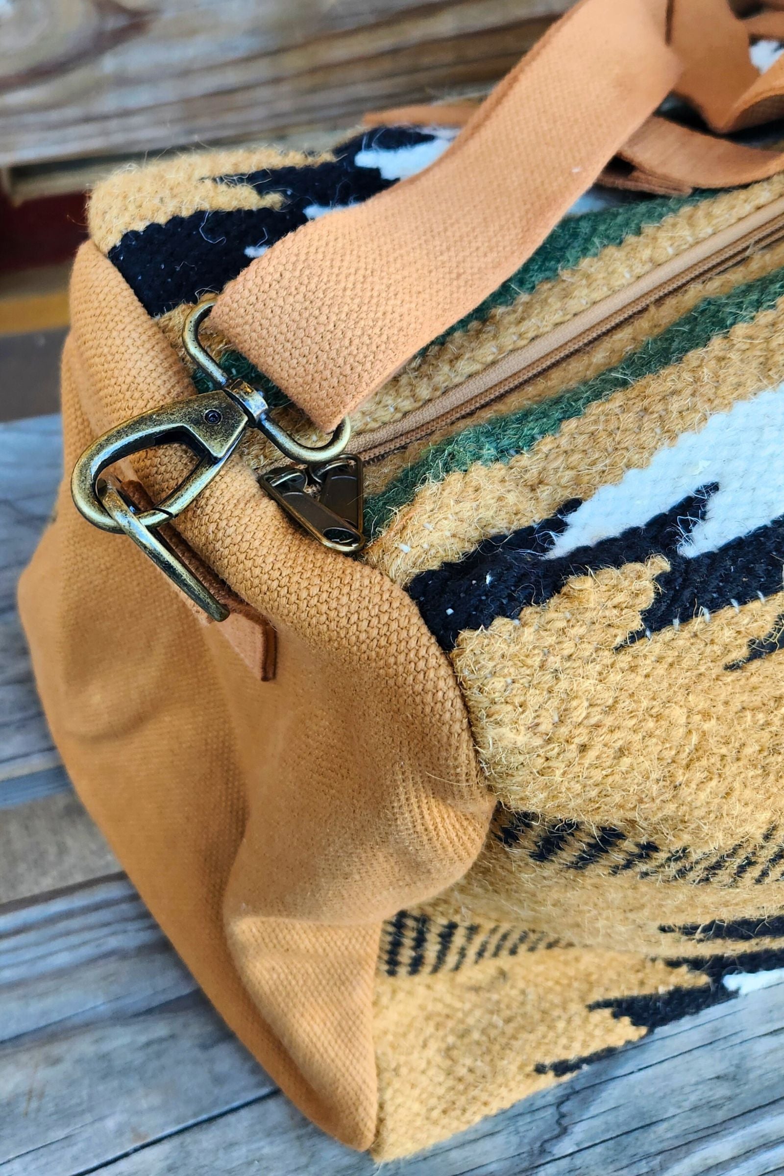 Tan & Green Aztec Duffel