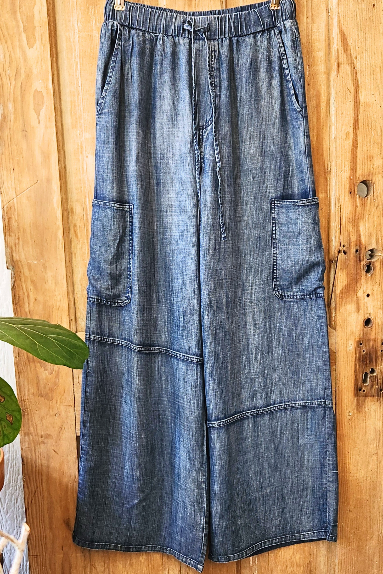 Dark Chambray Denim Cargo Pants