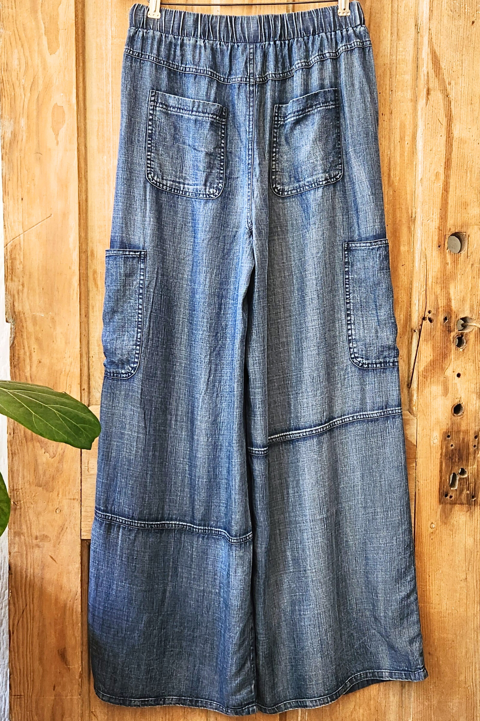 Dark Chambray Denim Cargo Pants