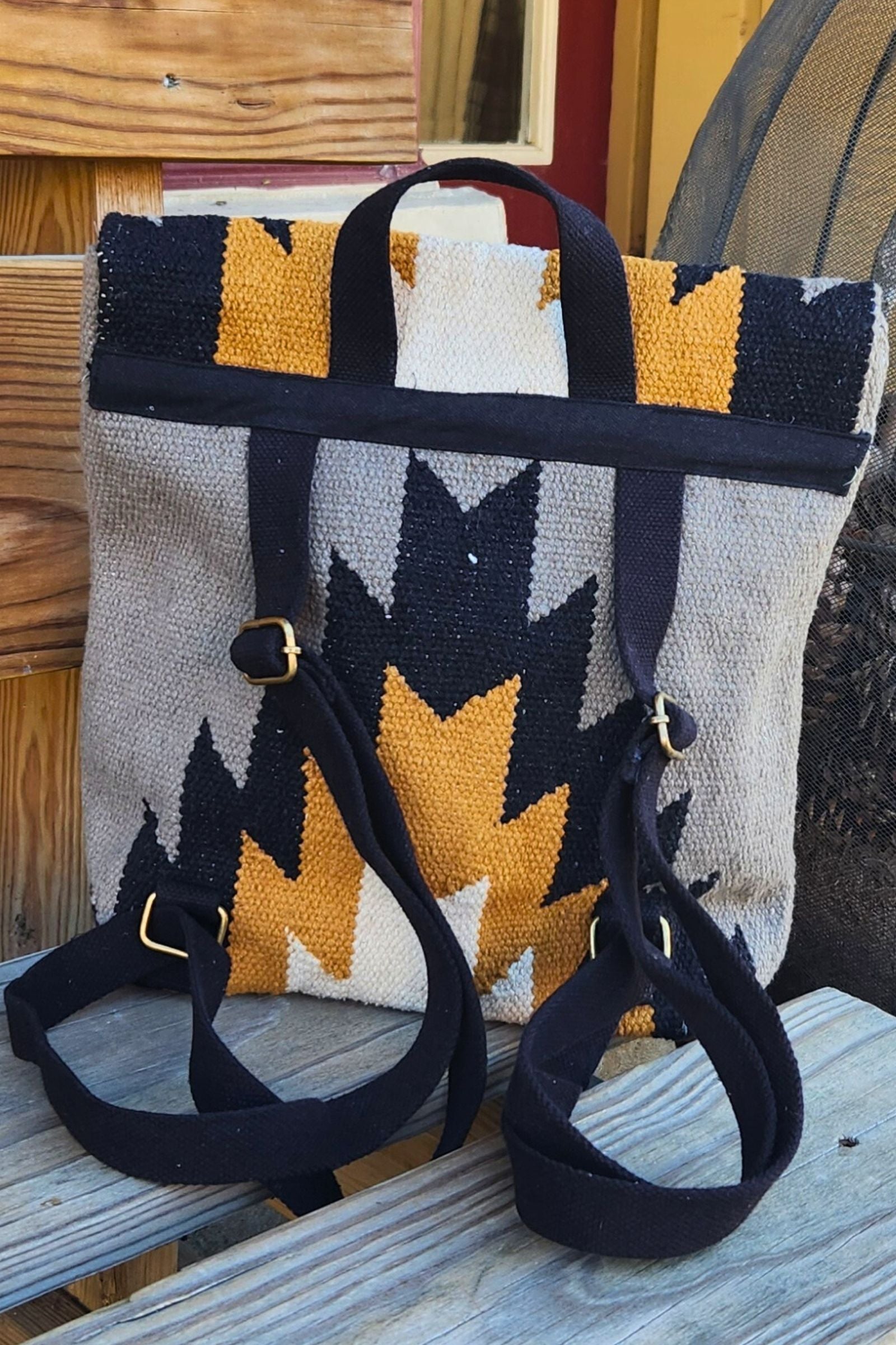 Mustard & Gray Aztec Backpack