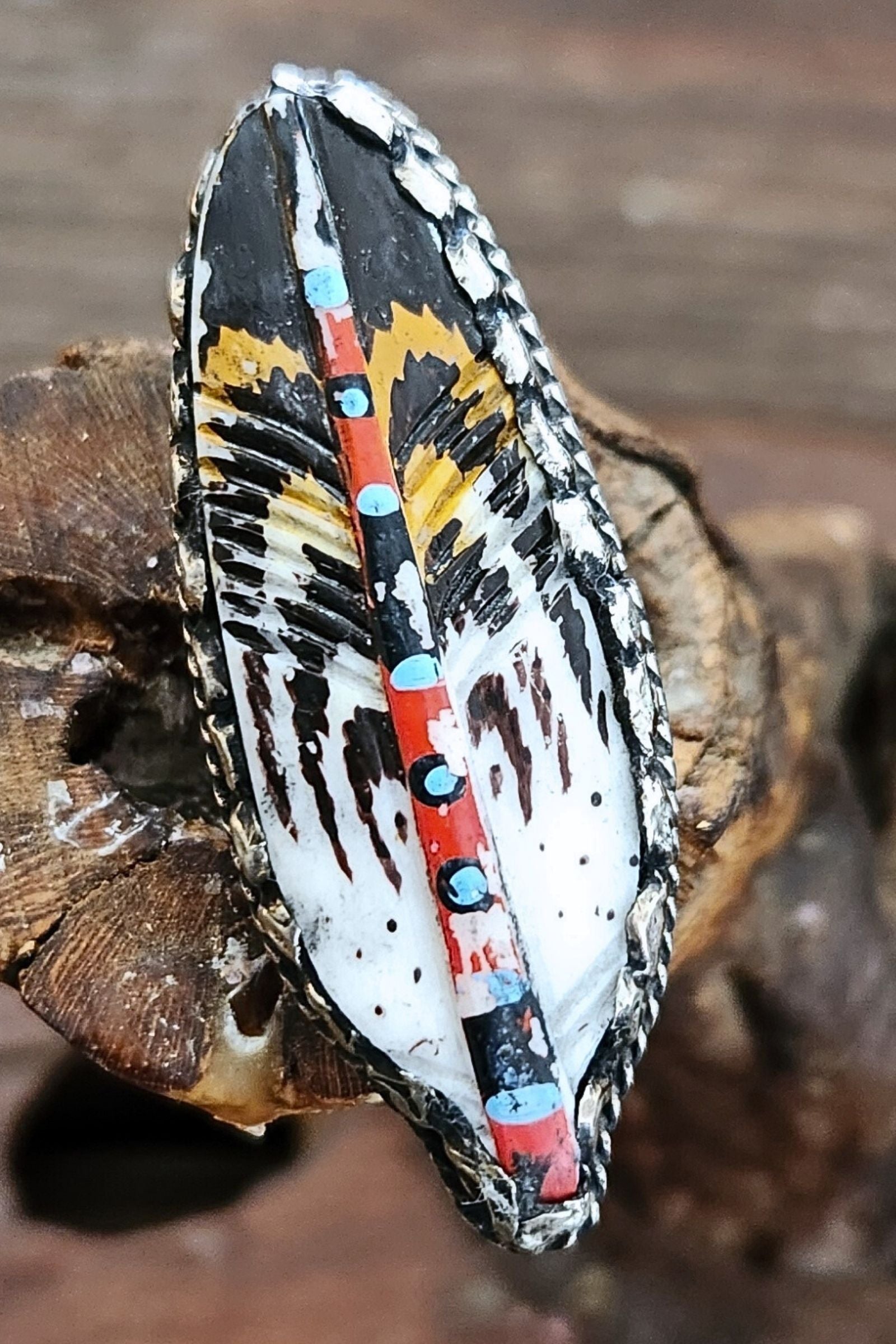 Adjustable Tibetan Silver Bone Feather Statement Ring | One-of-a-Kind (016)