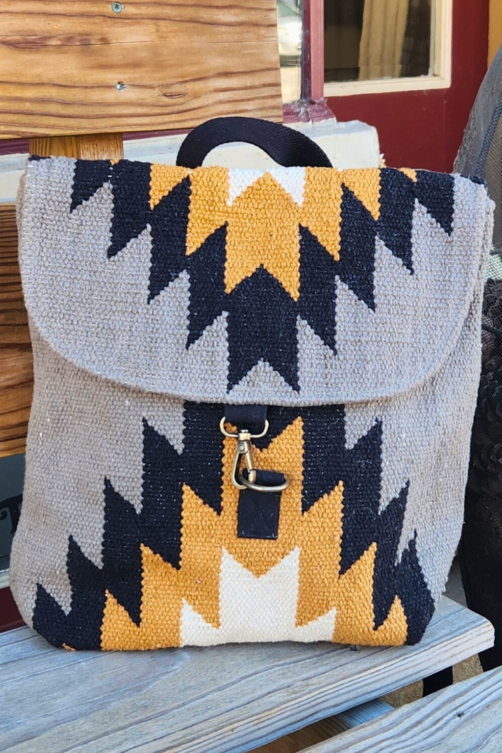 Mustard & Gray Aztec Backpack