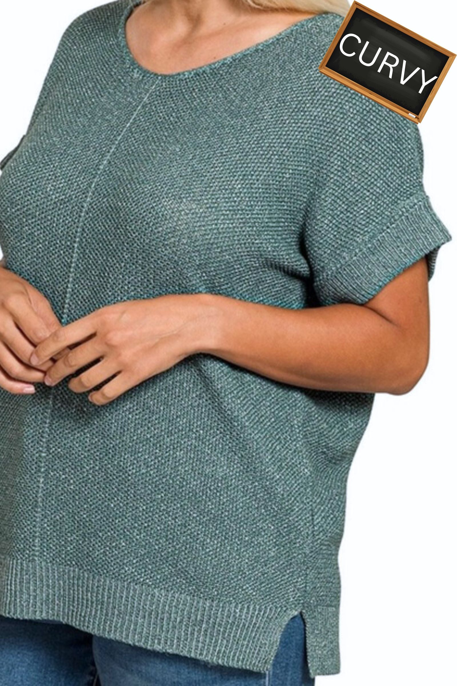 CURVY Ash Jade Center Seam Sweater