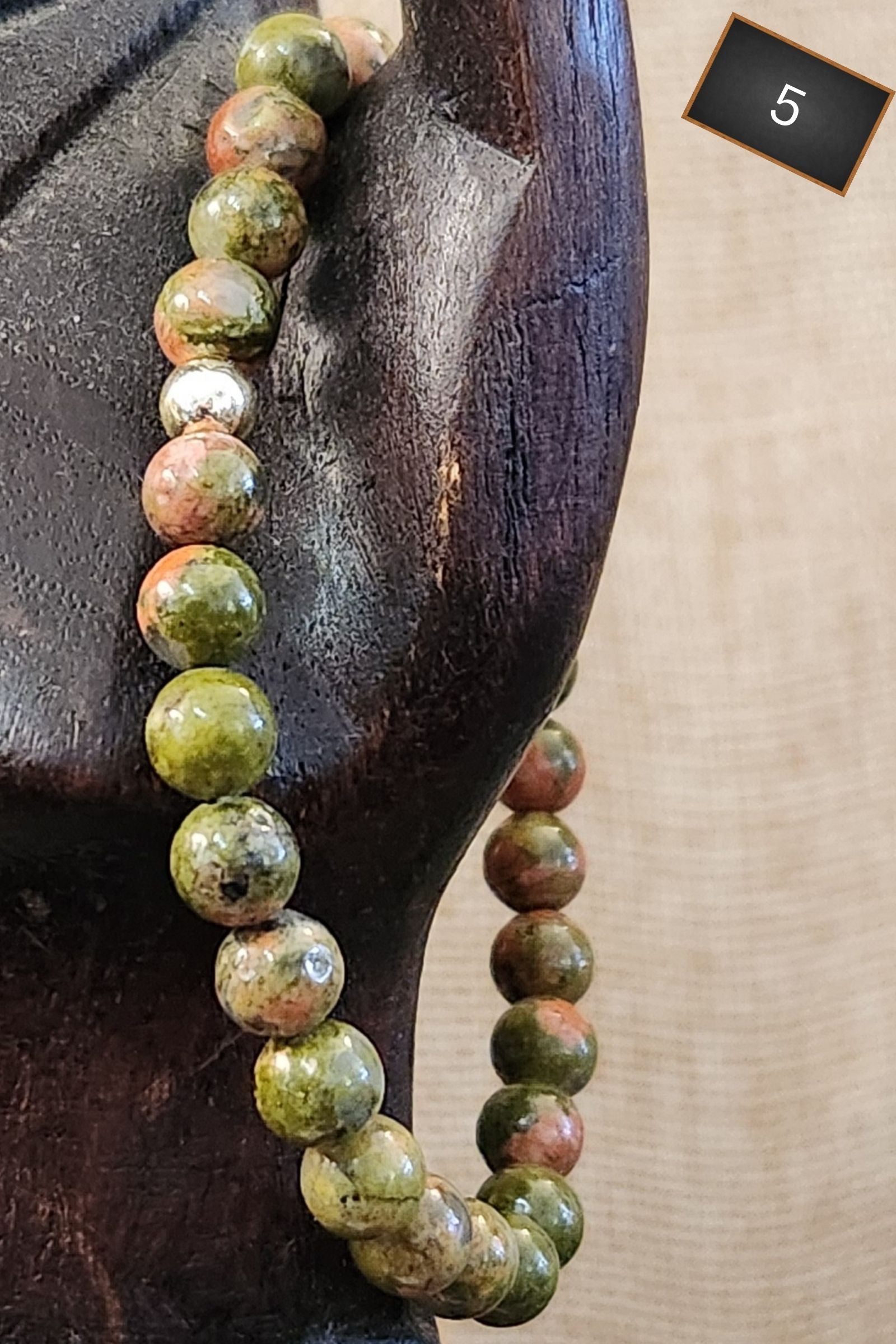 Giada Unakite Gold Stretch Bracelets