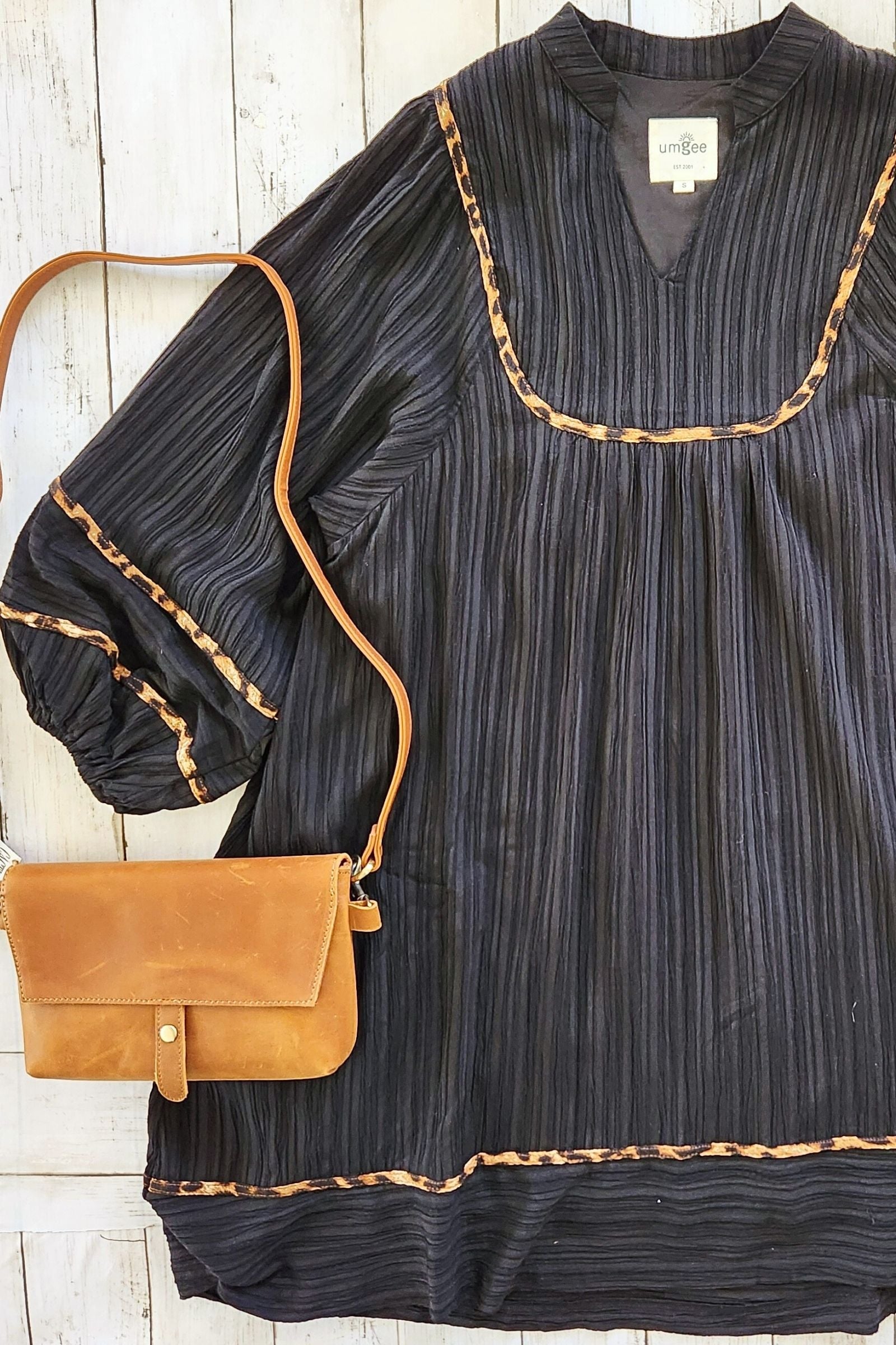 Textured Long Sleeve Babydoll Dress