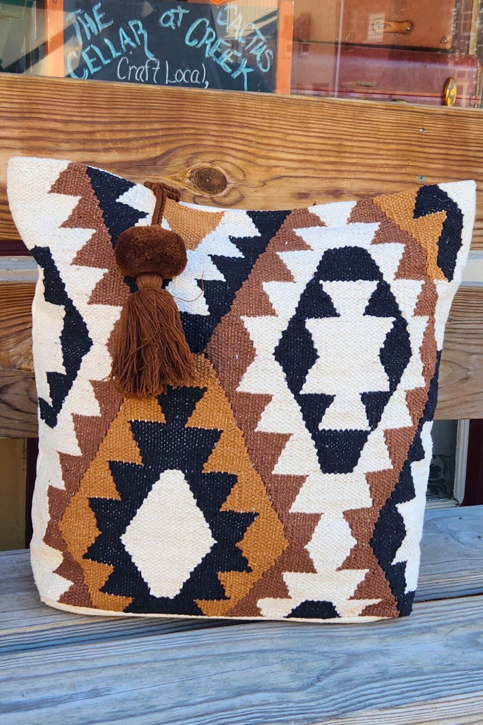 Black & Tan Aztec Tote Bag