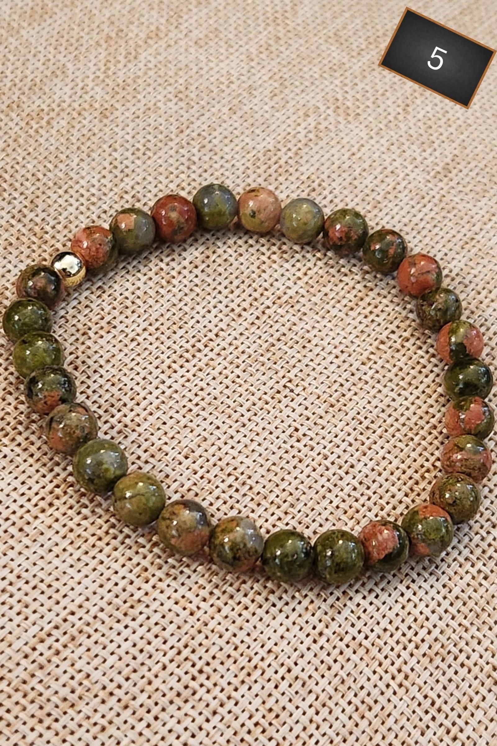 Giada Unakite Gold Stretch Bracelets