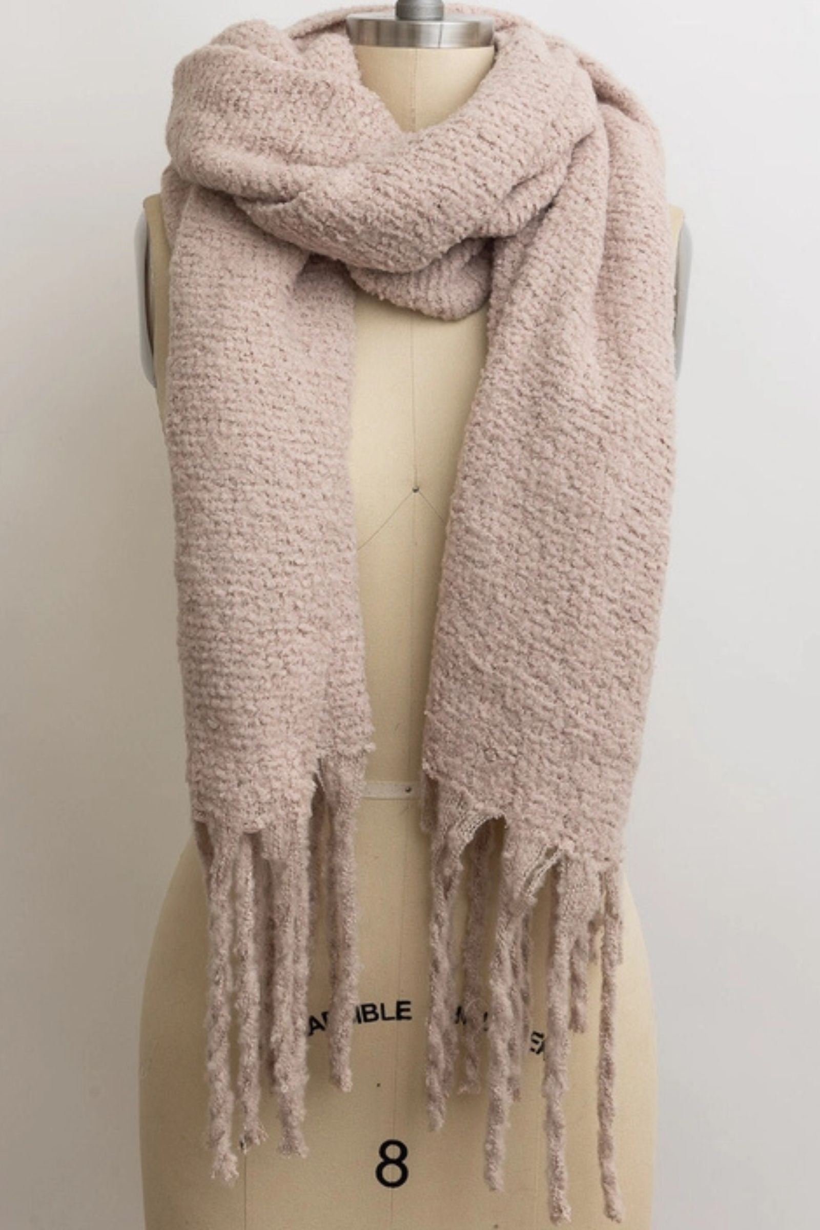 Blush Cozy Knit Tassel Scarf