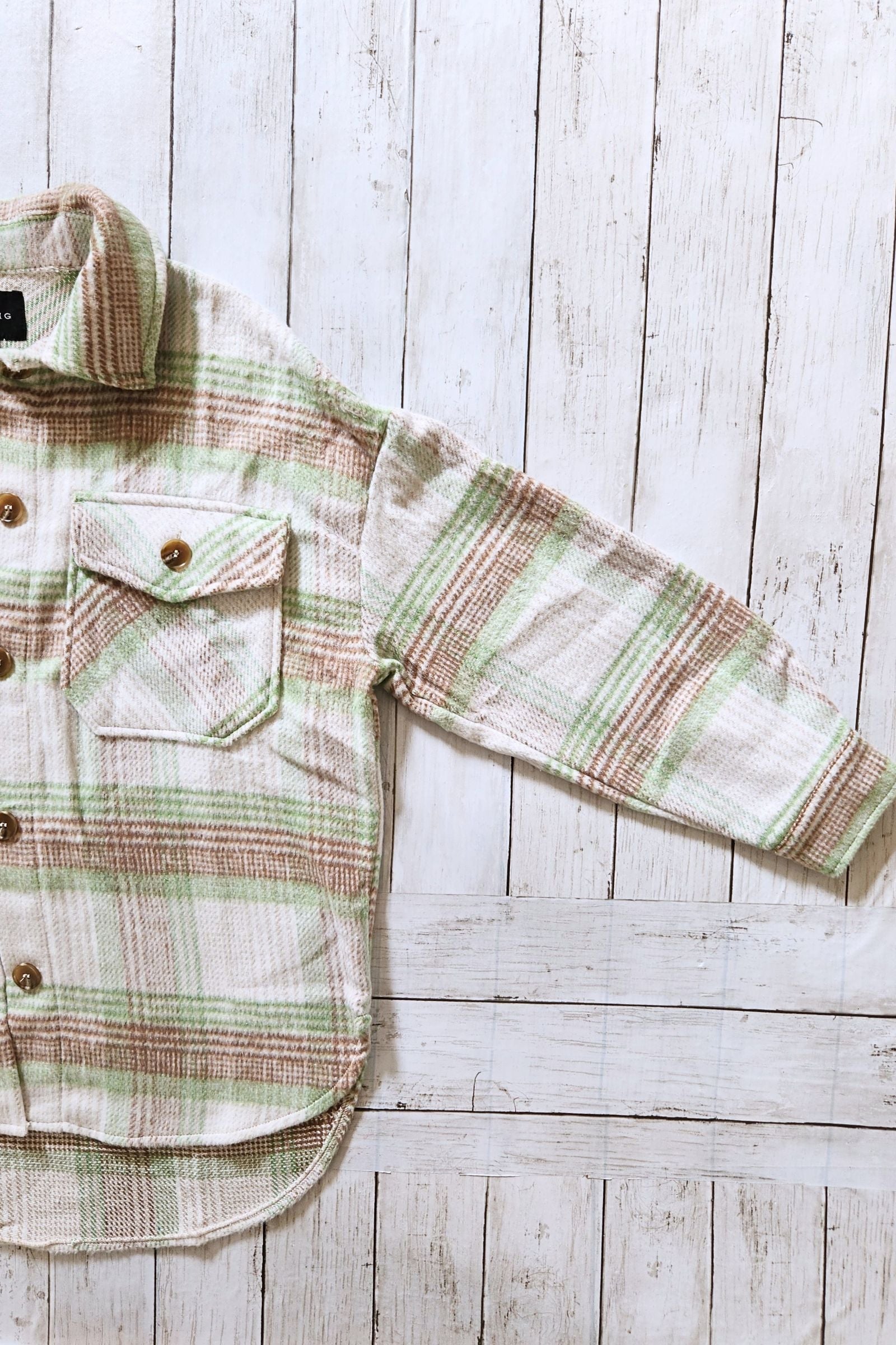 Sage & Taupe Plaid Print Shacket