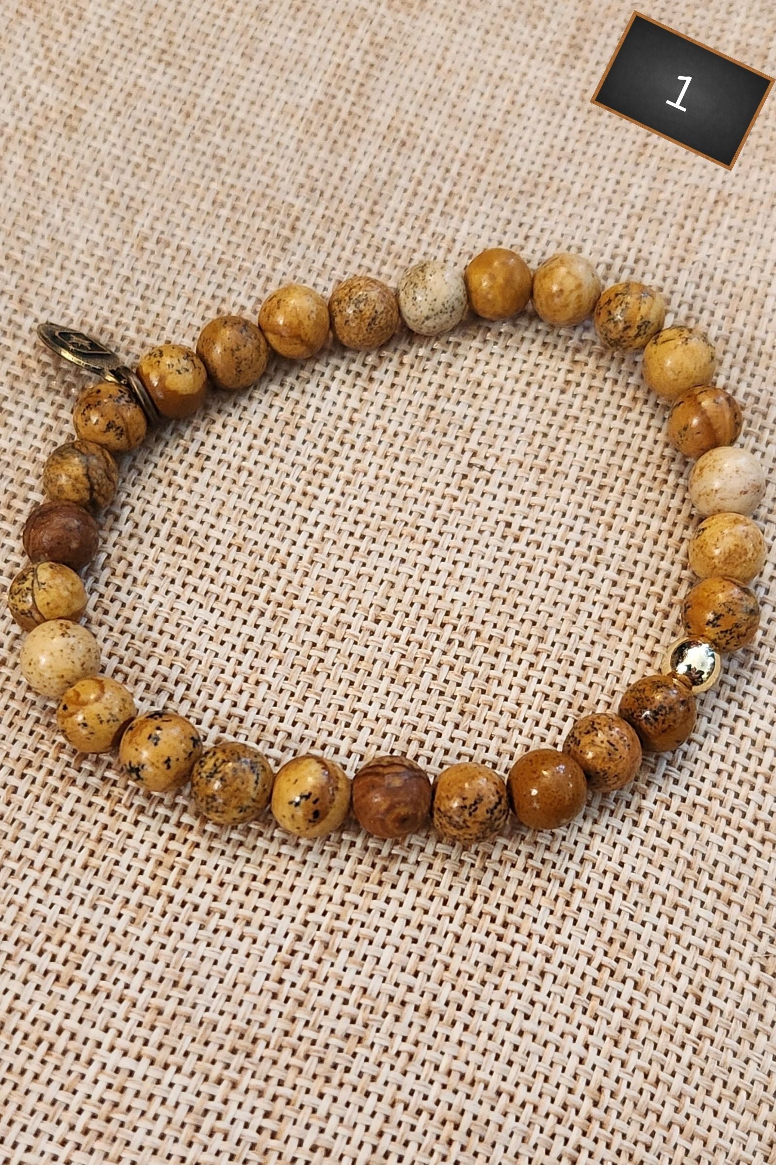 Giada Unakite Gold Stretch Bracelets