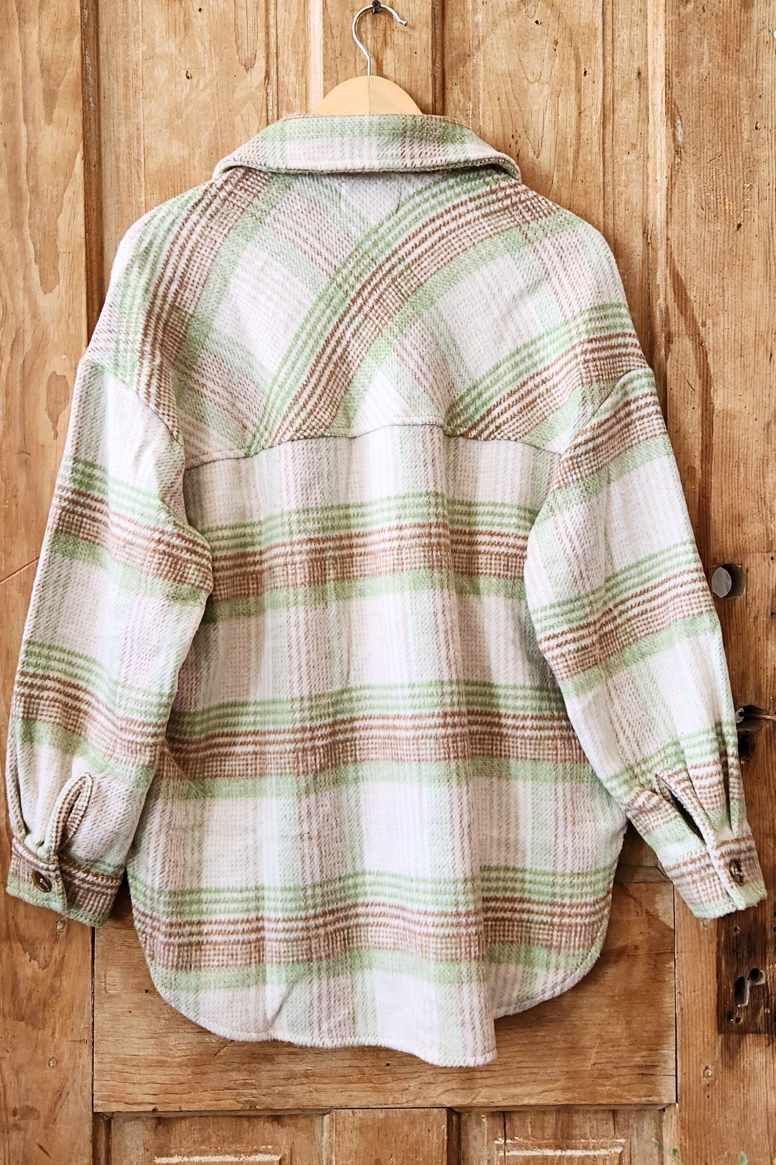Sage & Taupe Plaid Print Shacket