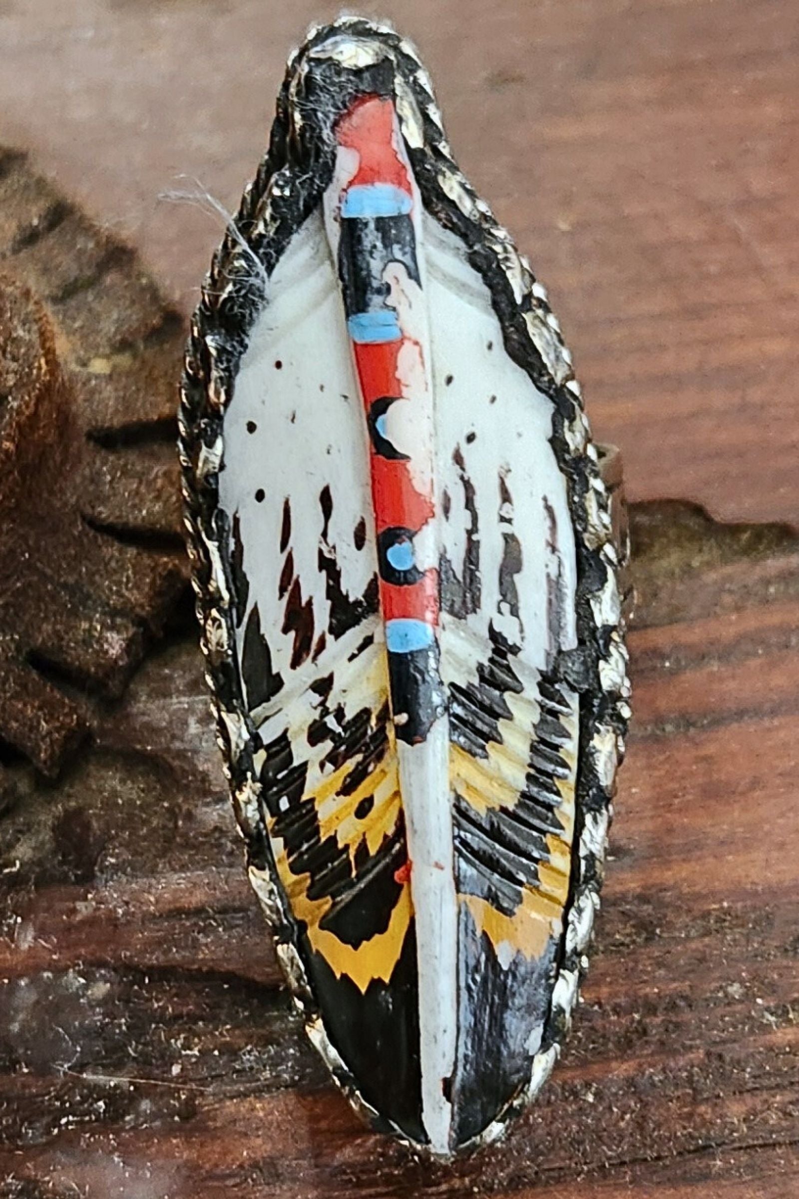 Adjustable Tibetan Silver Bone Feather Statement Ring | One-of-a-Kind (017)