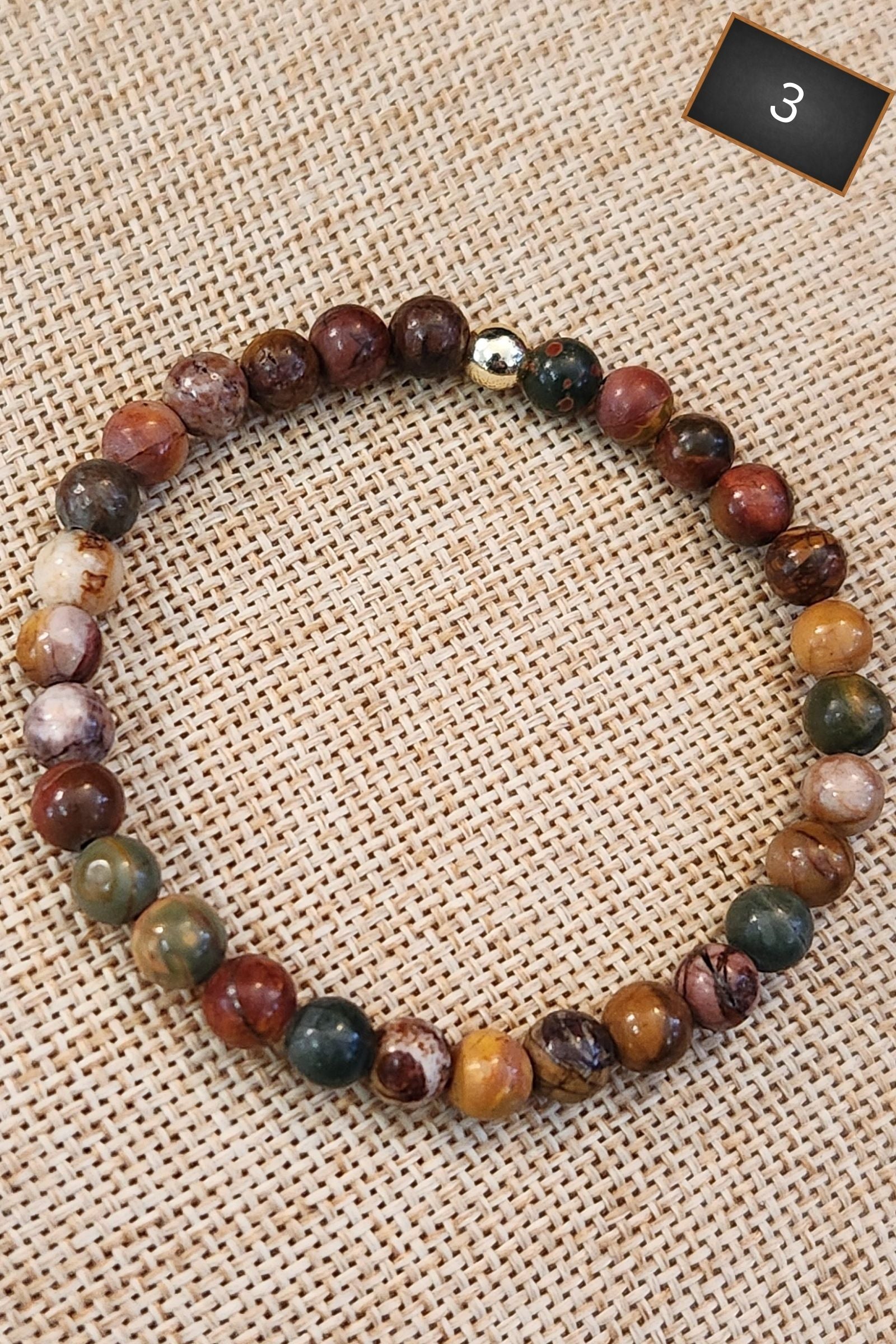 Giada Unakite Gold Stretch Bracelets