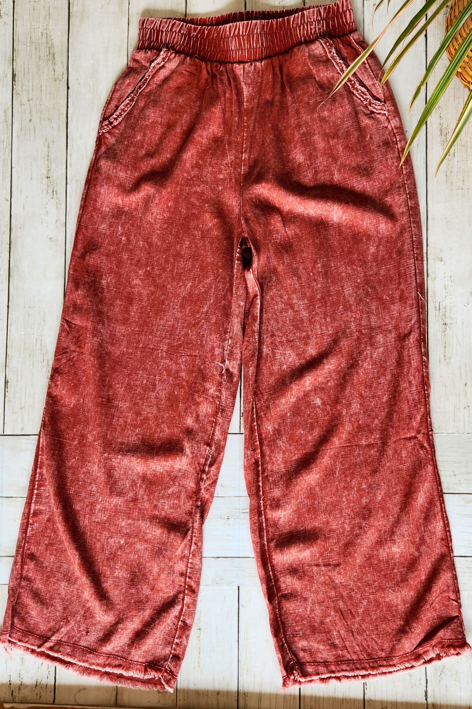 Rust Washed Linen Pants