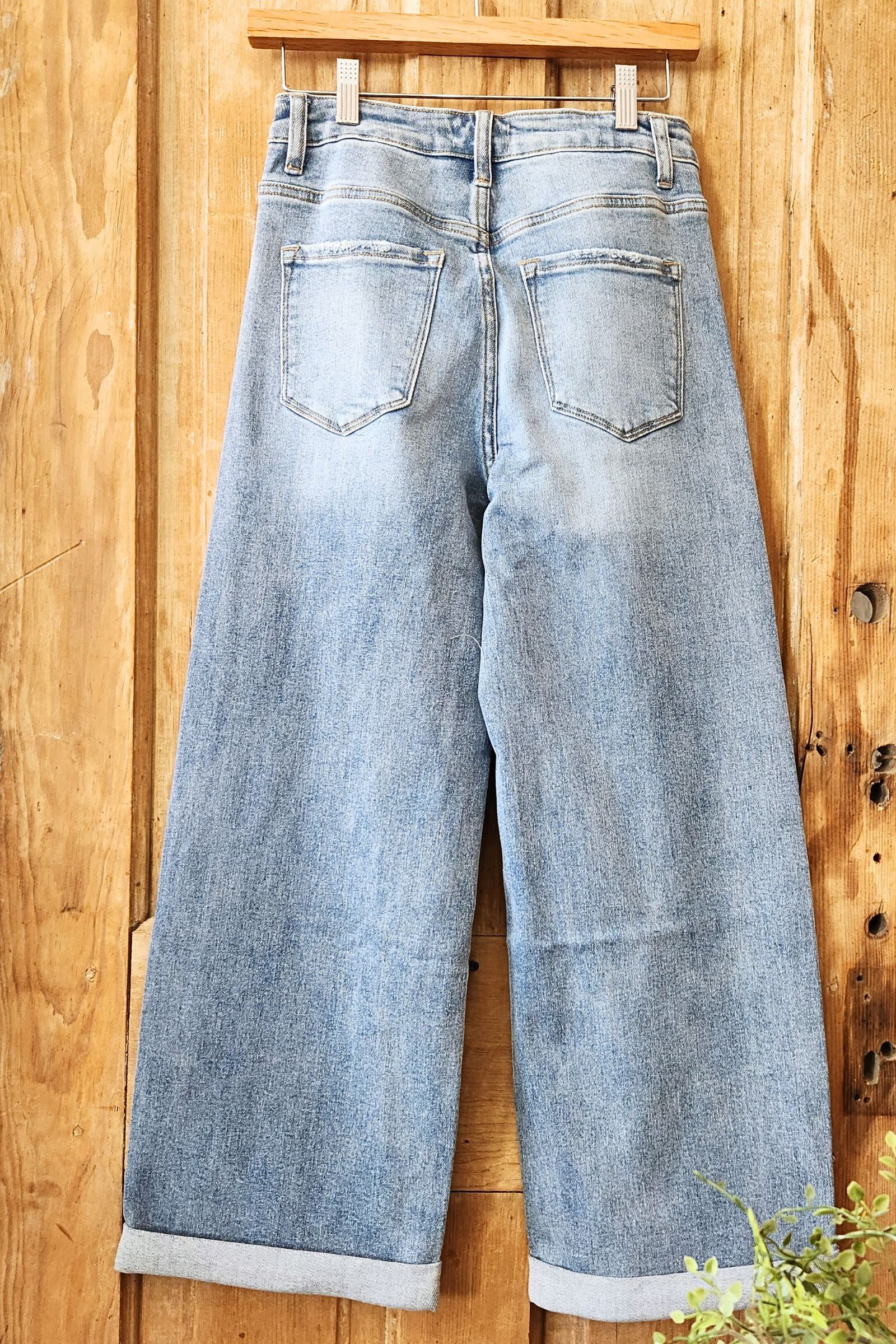 High Rise Denim Roll Up Jeans