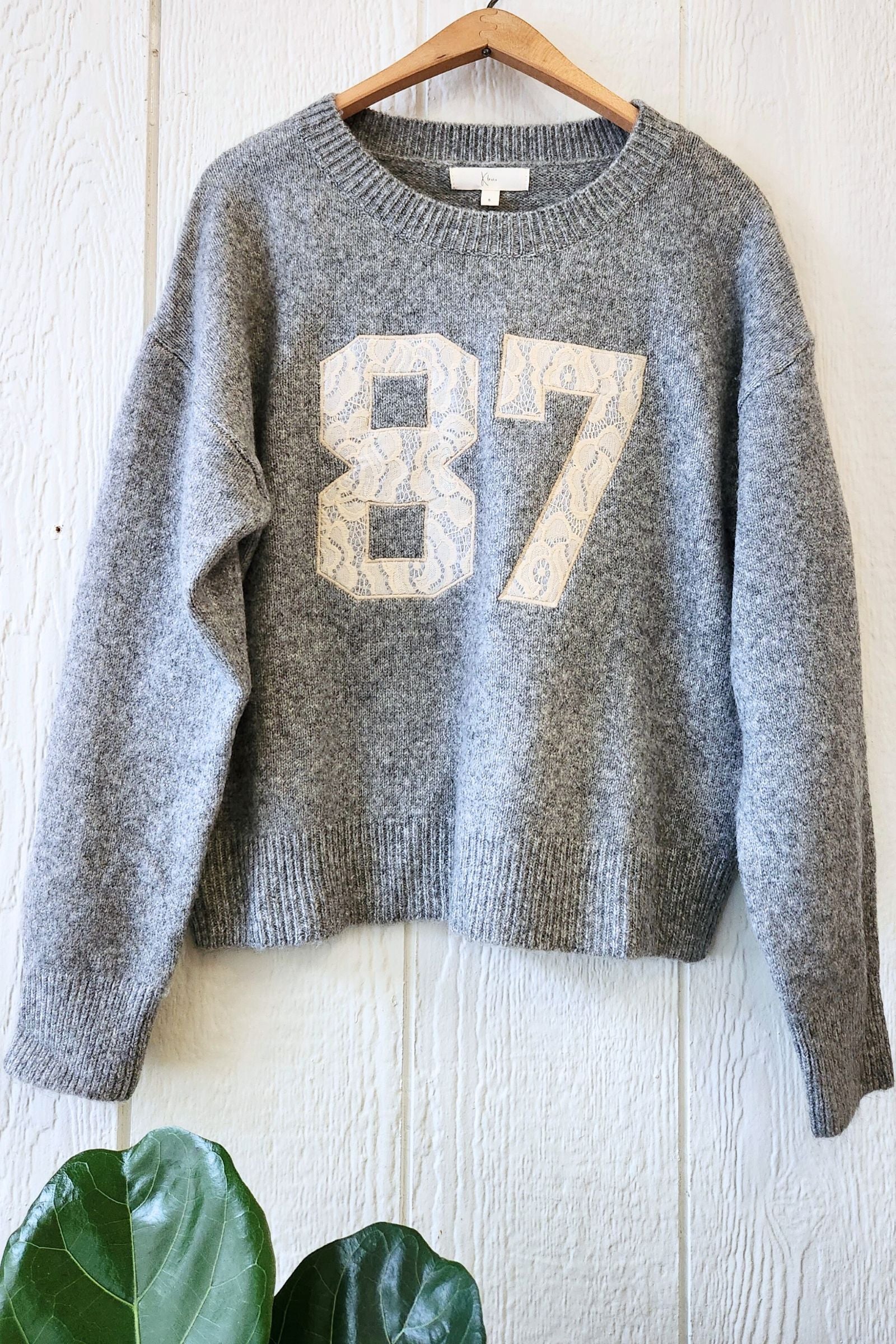 Gray 87 Lace Contrast Sweater