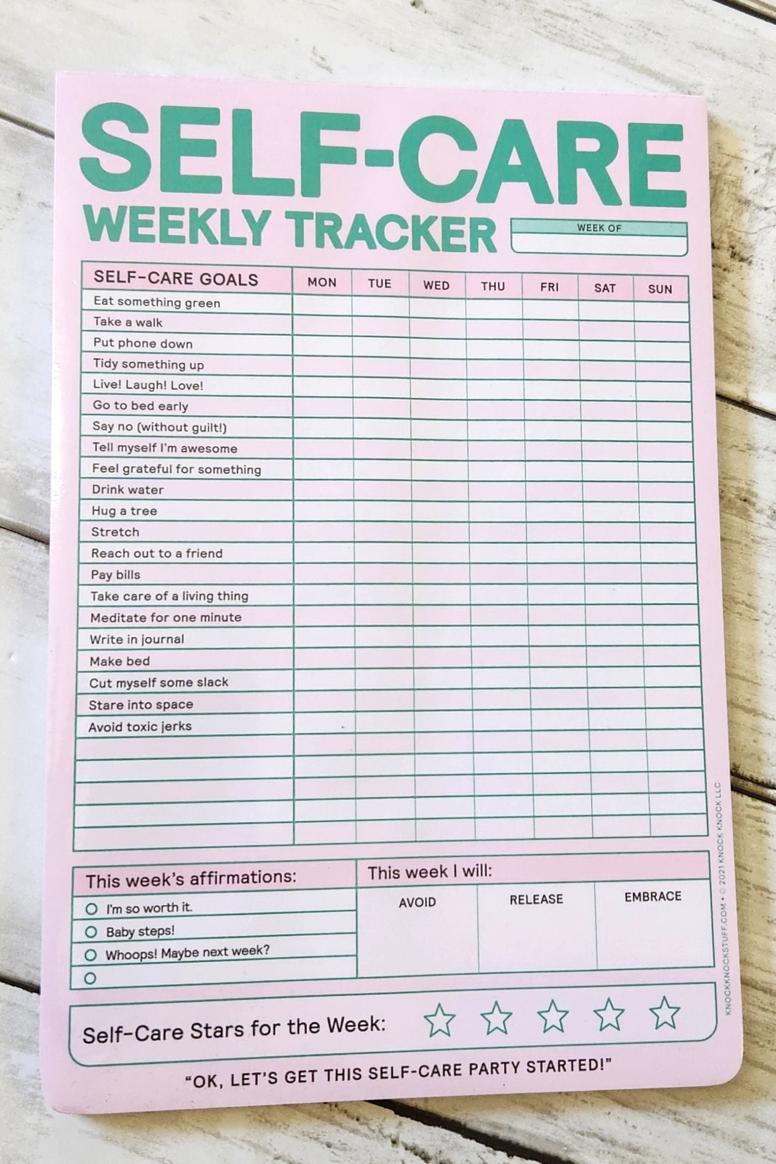 Self Care Weekly Tracker Notepad