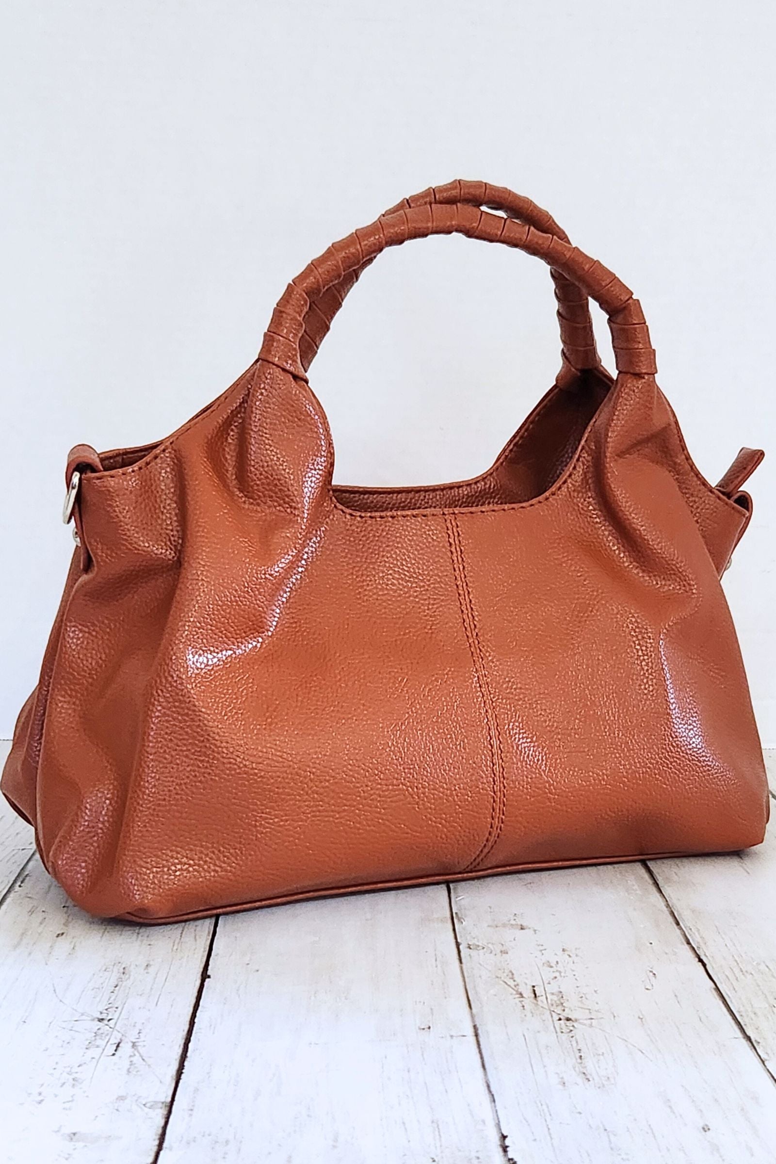 Brown Vegan Leather Hobo Bag