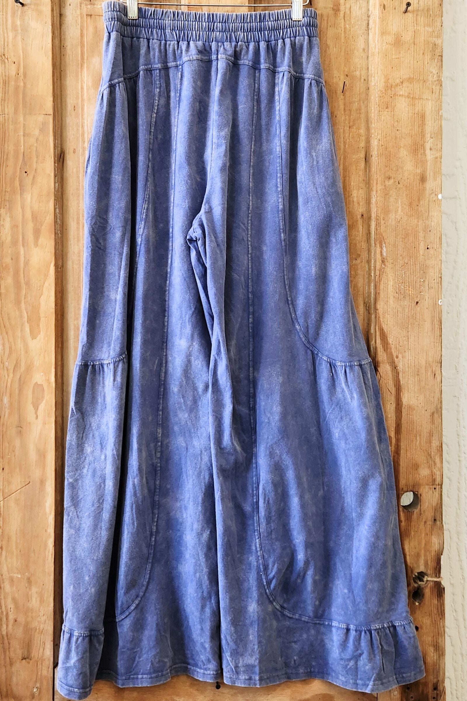 Denim Blue Mineral Wash Knit Pants