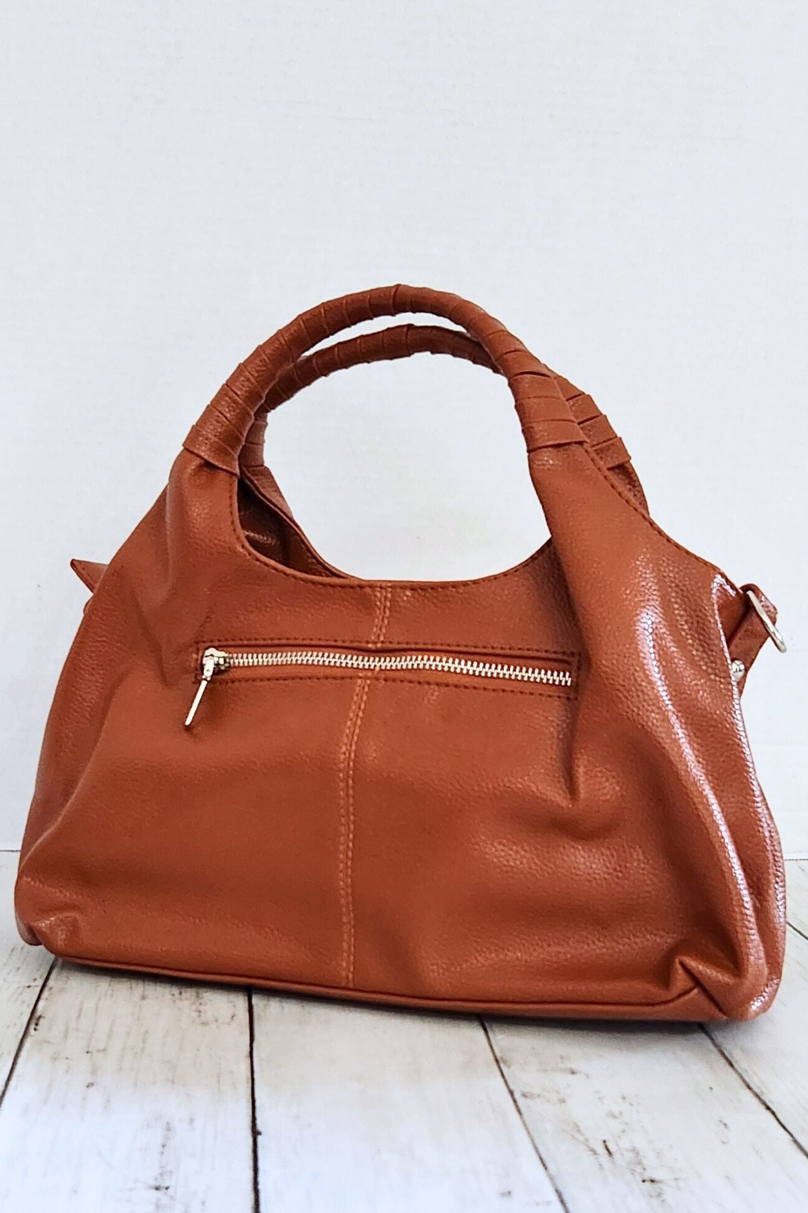 Brown Vegan Leather Hobo Bag