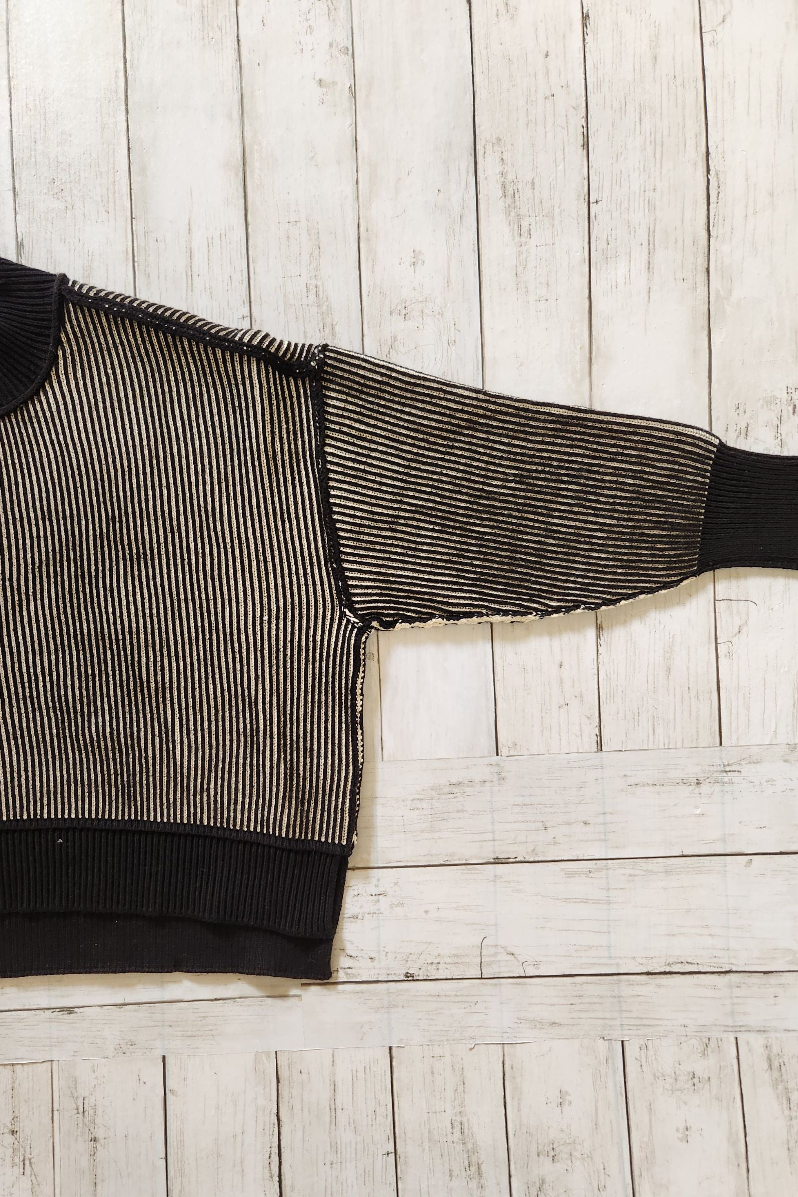 Black Exposed Seam Two Tone Sweater