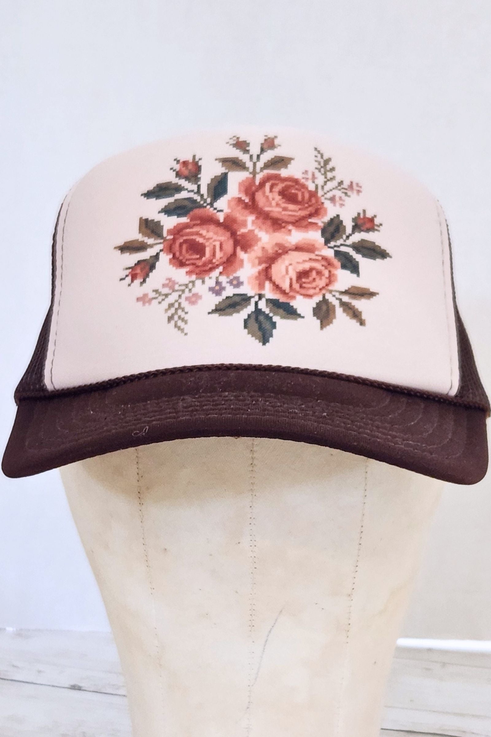 Cross Stitch Roses Snapback Trucker Hat