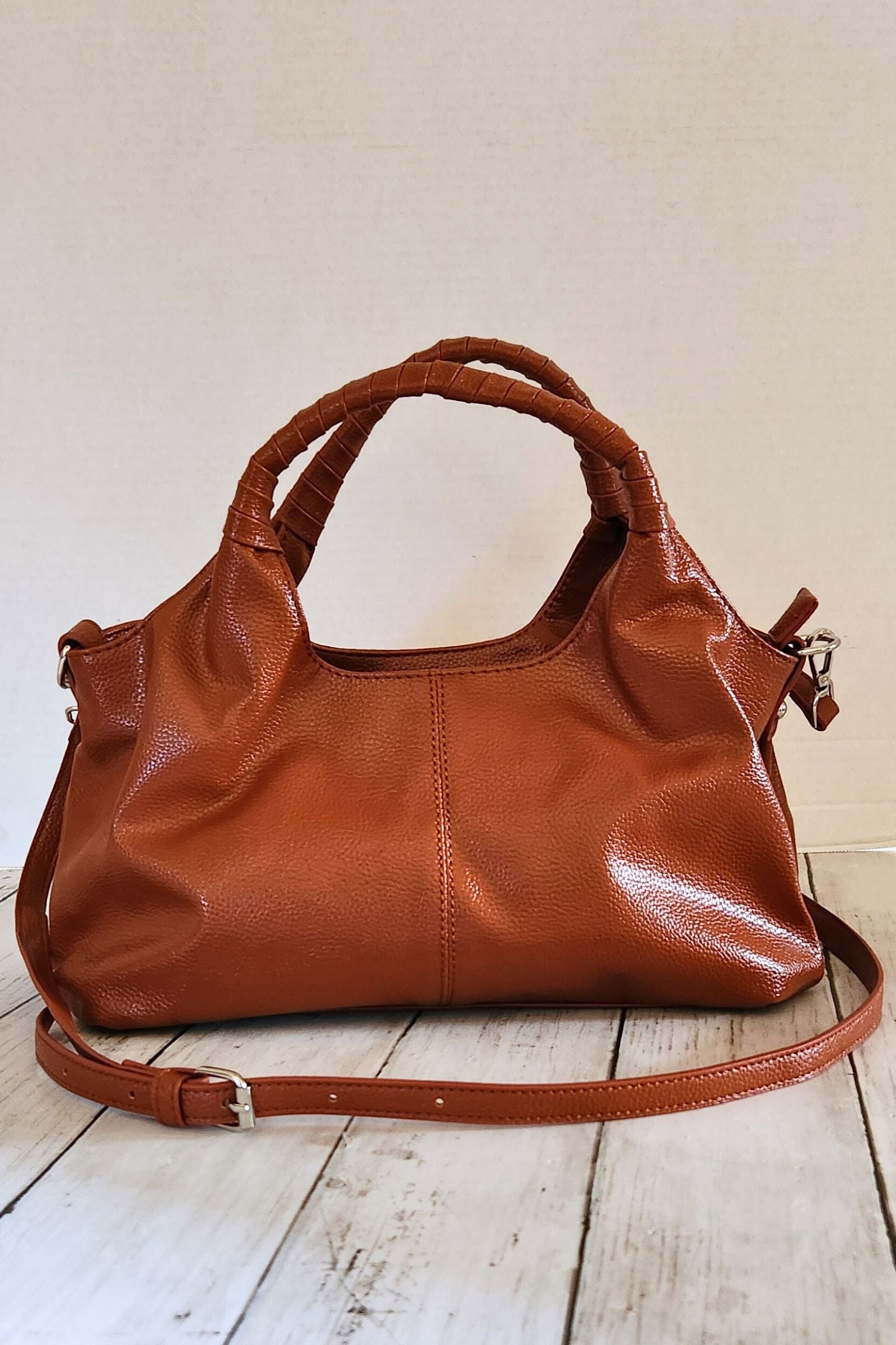 Brown Vegan Leather Hobo Bag