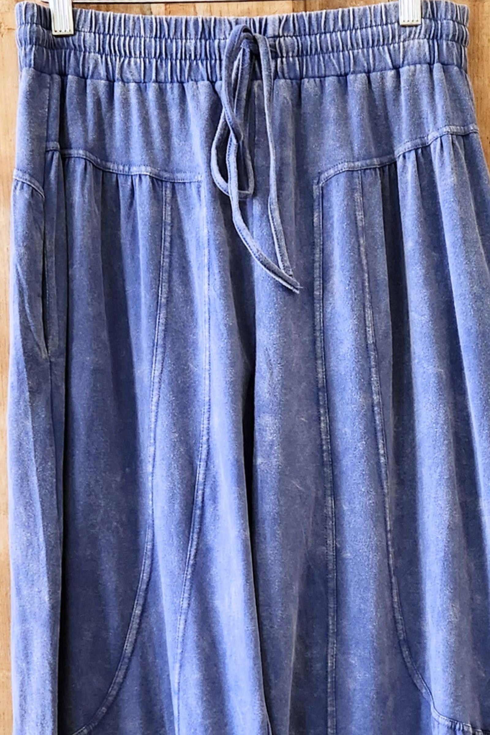 Denim Blue Mineral Wash Knit Pants
