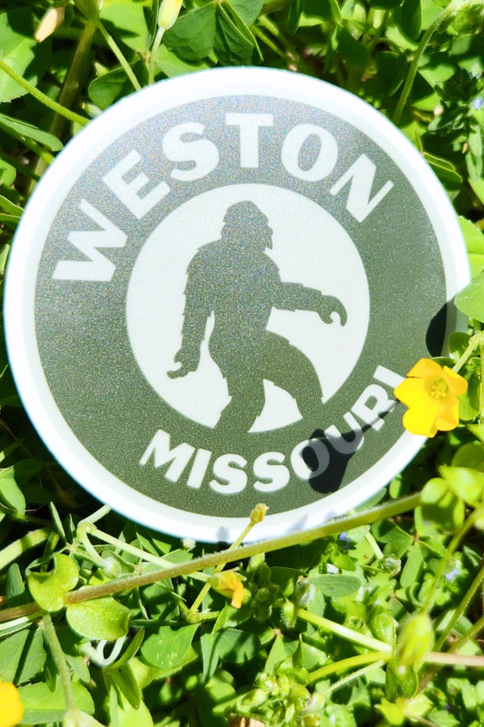 Weston Missouri Sasquatch Circle Badge Sticker