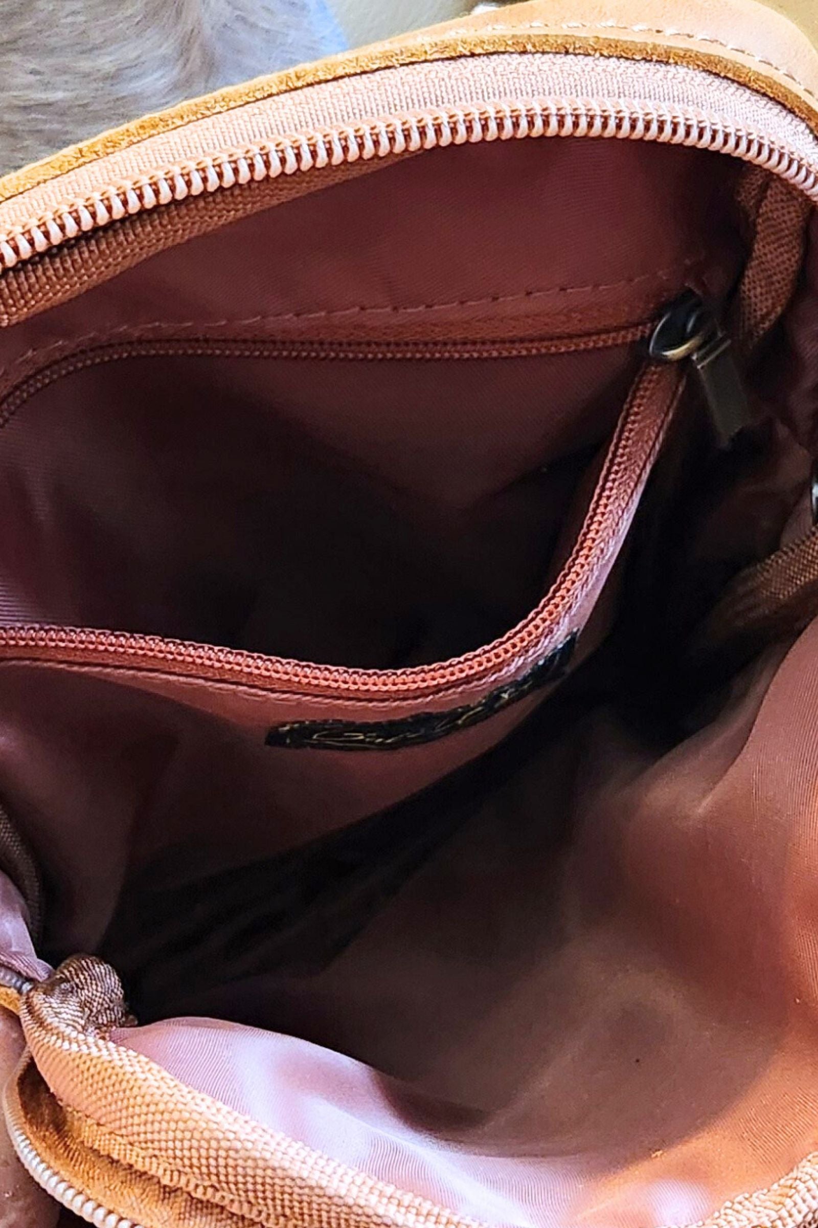 Light Brown Leather Travel Crossbody Bag